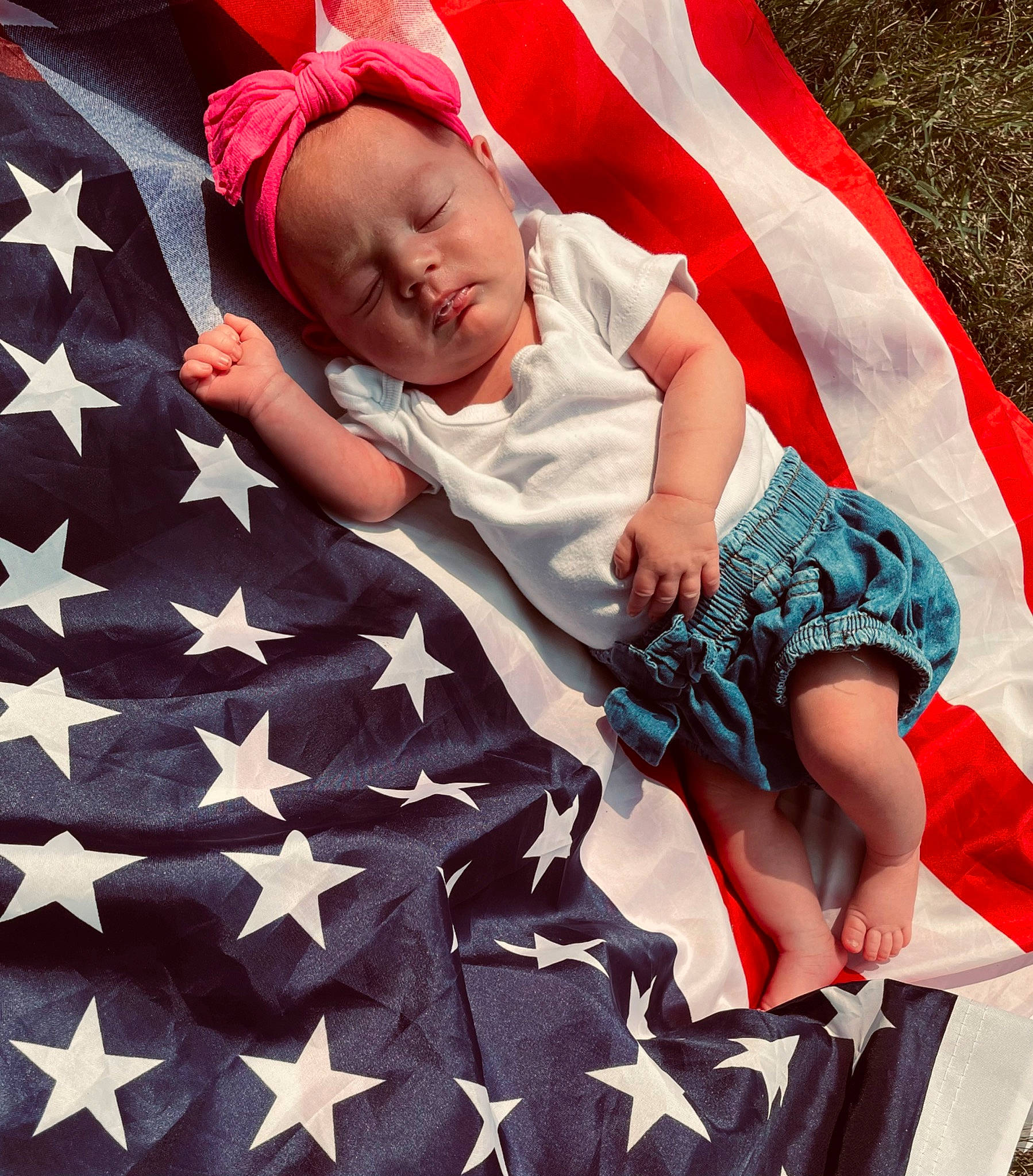 Hensley joined the competition — help win amazing prizes! baby, baby_toddler_clothing, child, comfort, electric_blue, event, flag_day_usa, flag_of_the_united_states, fun, gesture, hand, happy, linens, pattern, person, red, sleeve, t_shirt, textile, thigh