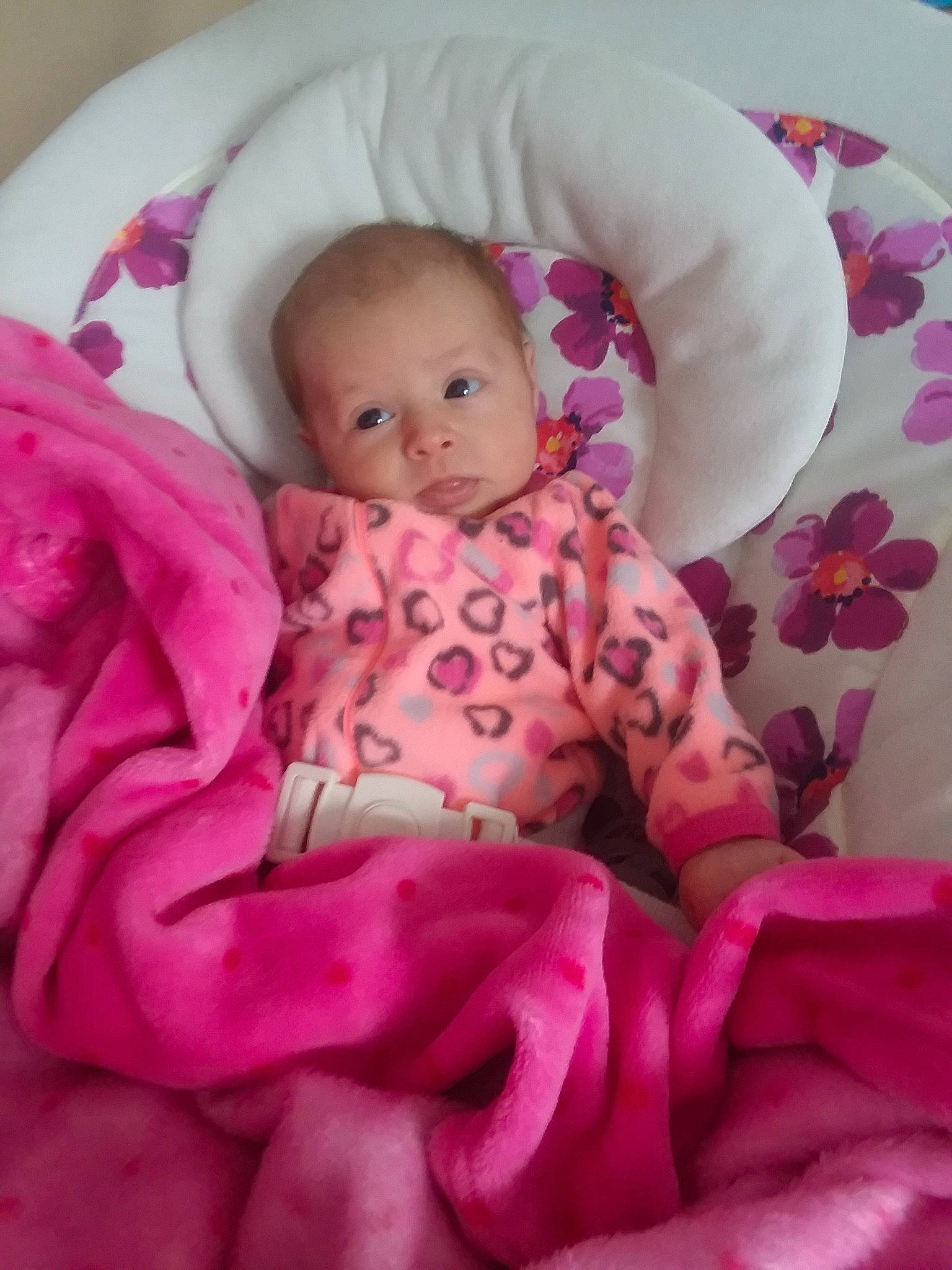 Charliee joined the competition — help win amazing prizes! baby, baby_products, bedding, bedtime, blanket, cheek, child, comfort, head, linens, person, pink, product, skin, textile, toddler