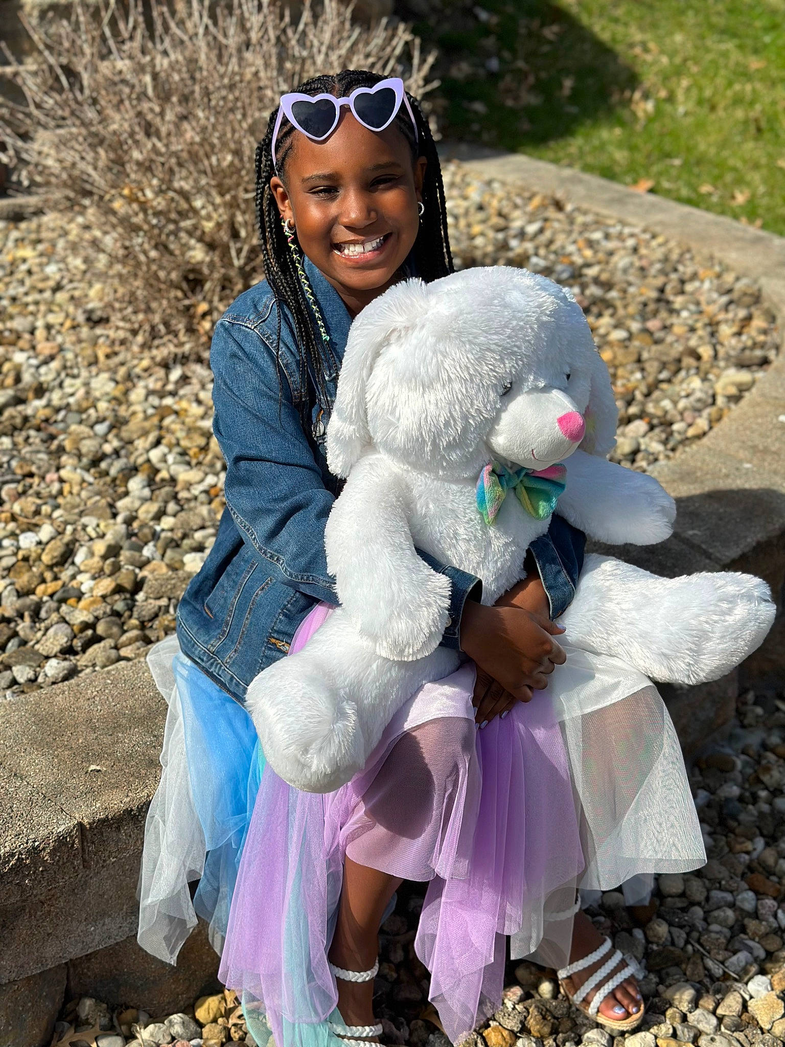 Candace is registered to the contest to win money with this photo: beauty, child, event, eyewear, fawn, fun, fur, goggles, grass, happy, headwear, joy, people, person, photograph, pink, plant, purple, smile, spring