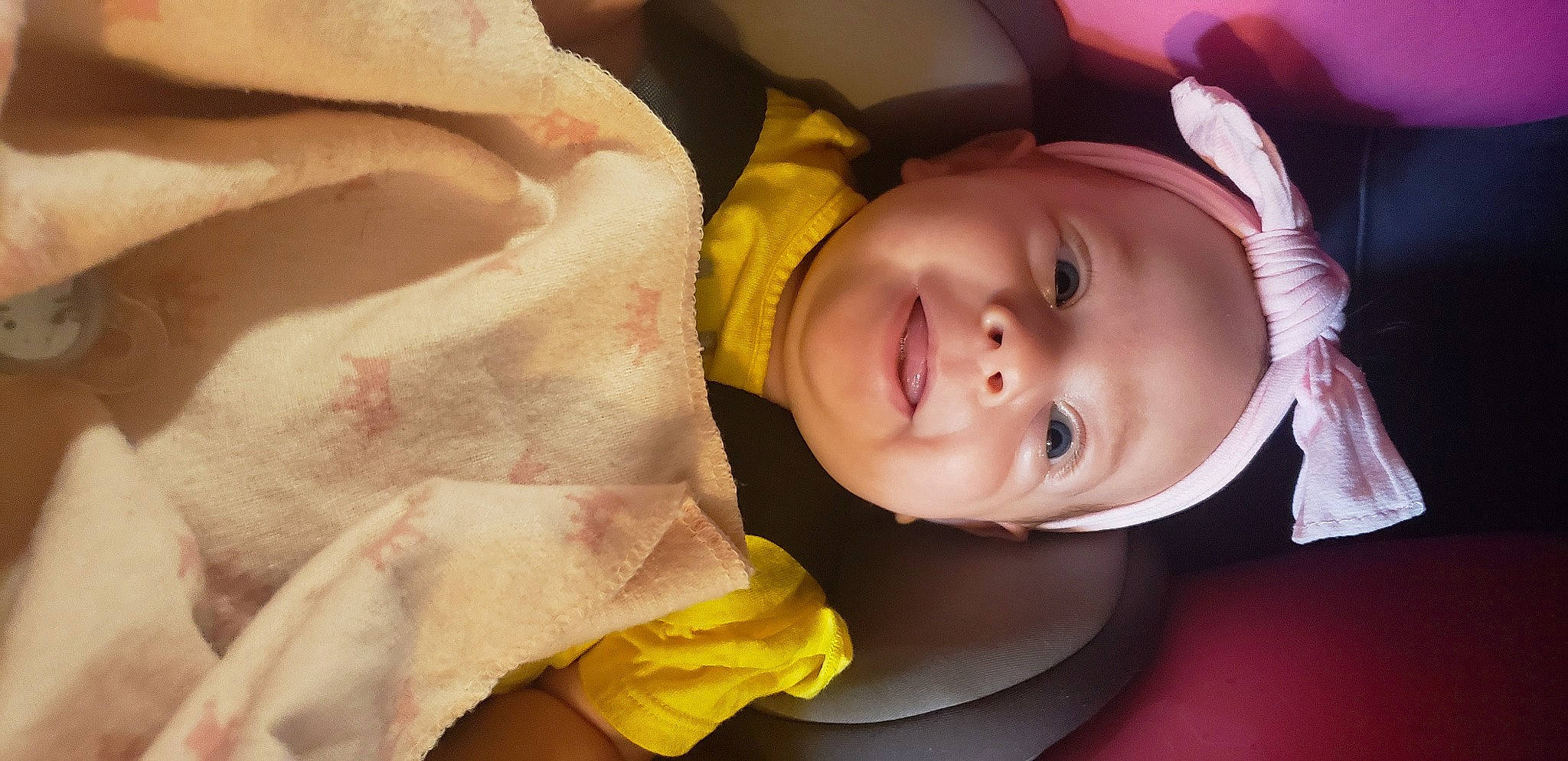Joleen is registered to the contest to win money with this photo: baby, cheek, child, ear, eye, face, fun, happy, head, headwear, lip, mouth, nose, person, photography, skin, smile, toddler, yellow