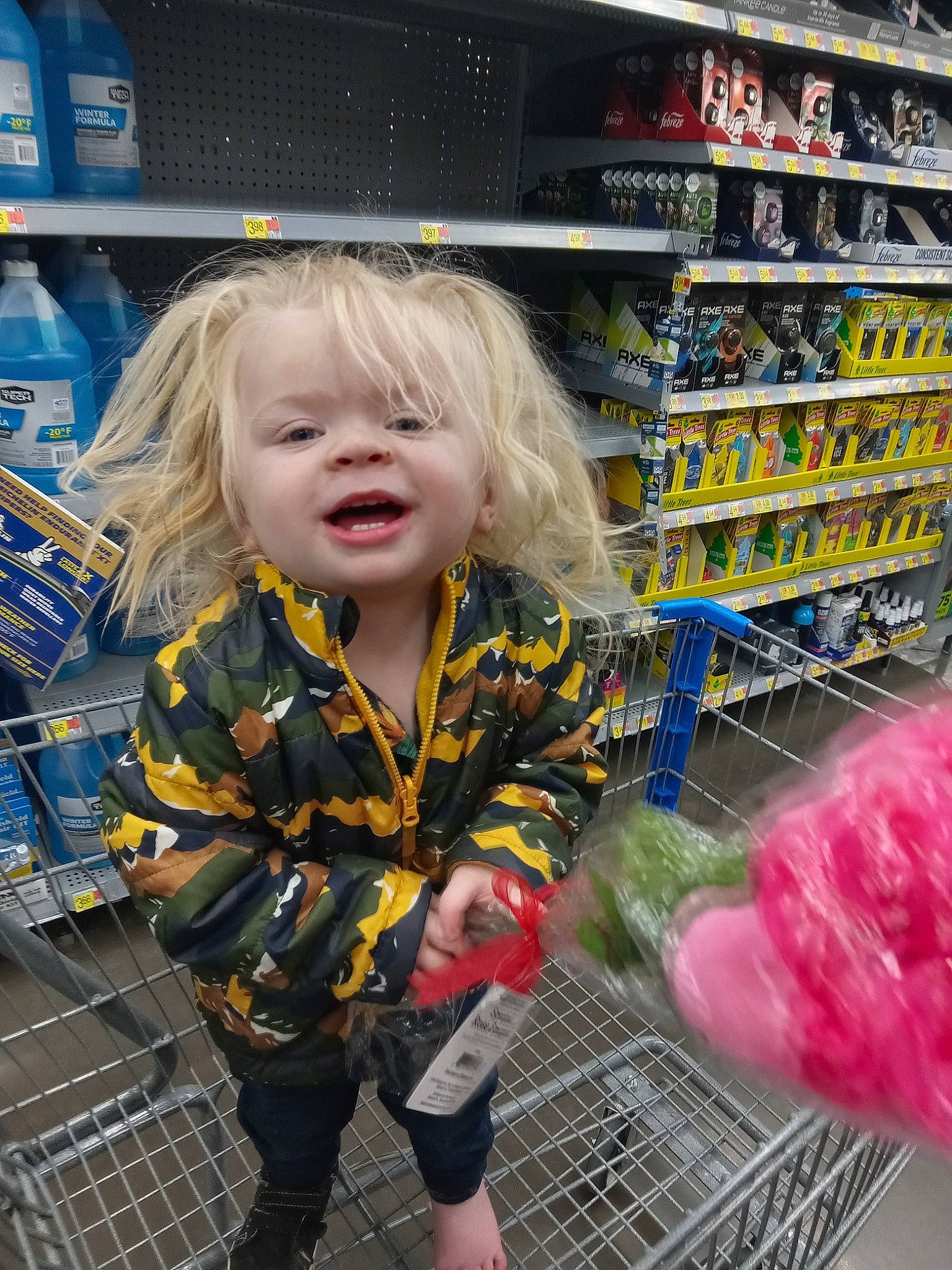 Cayson is registered to the contest to win money with this photo: baby_toddler_clothing, cart, child, convenience_store, customer, fun, grocery_store, market, pattern, person, plastic_bag, retail, service, shelf, shopping, shopping_cart, sleeve, smile, snapshot, standing