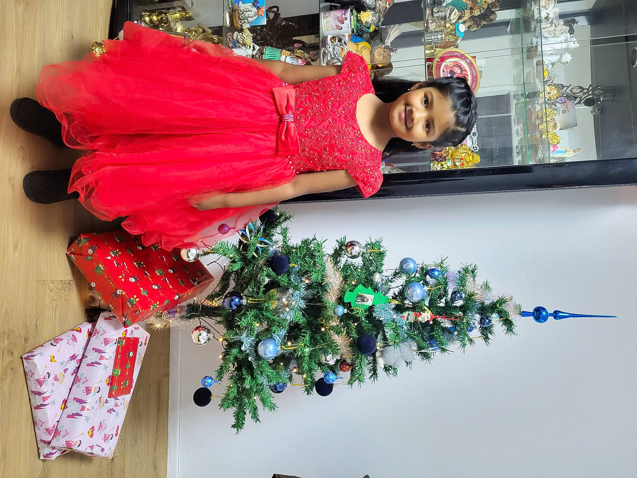 Charanee a rejoint le concours — aidez-le/la à gagner de superbes lots ! christmas, christmas_decoration, christmas_ornament, christmas_tree, event, fashion_design, floral_design, green, holiday, holiday_ornament, interior_design, joy, magenta, ornament, person, plant, plastic, red, room, smile