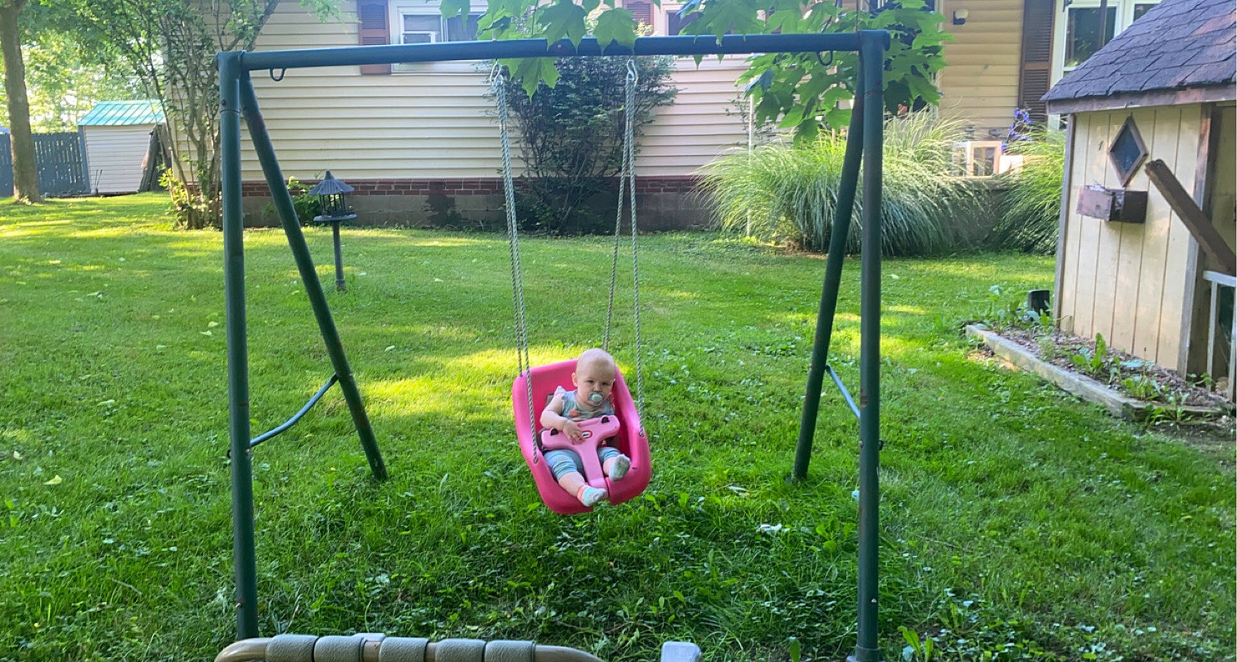 Baelynn joined the competition — help win amazing prizes! baby, city, garden, grass, grass_family, home_fencing, land_lot, landscape, landscaping, lawn, lawn_ornament, leisure, outdoor_play_equipment, person, plant, recreation, shade, shrub, swing, tree