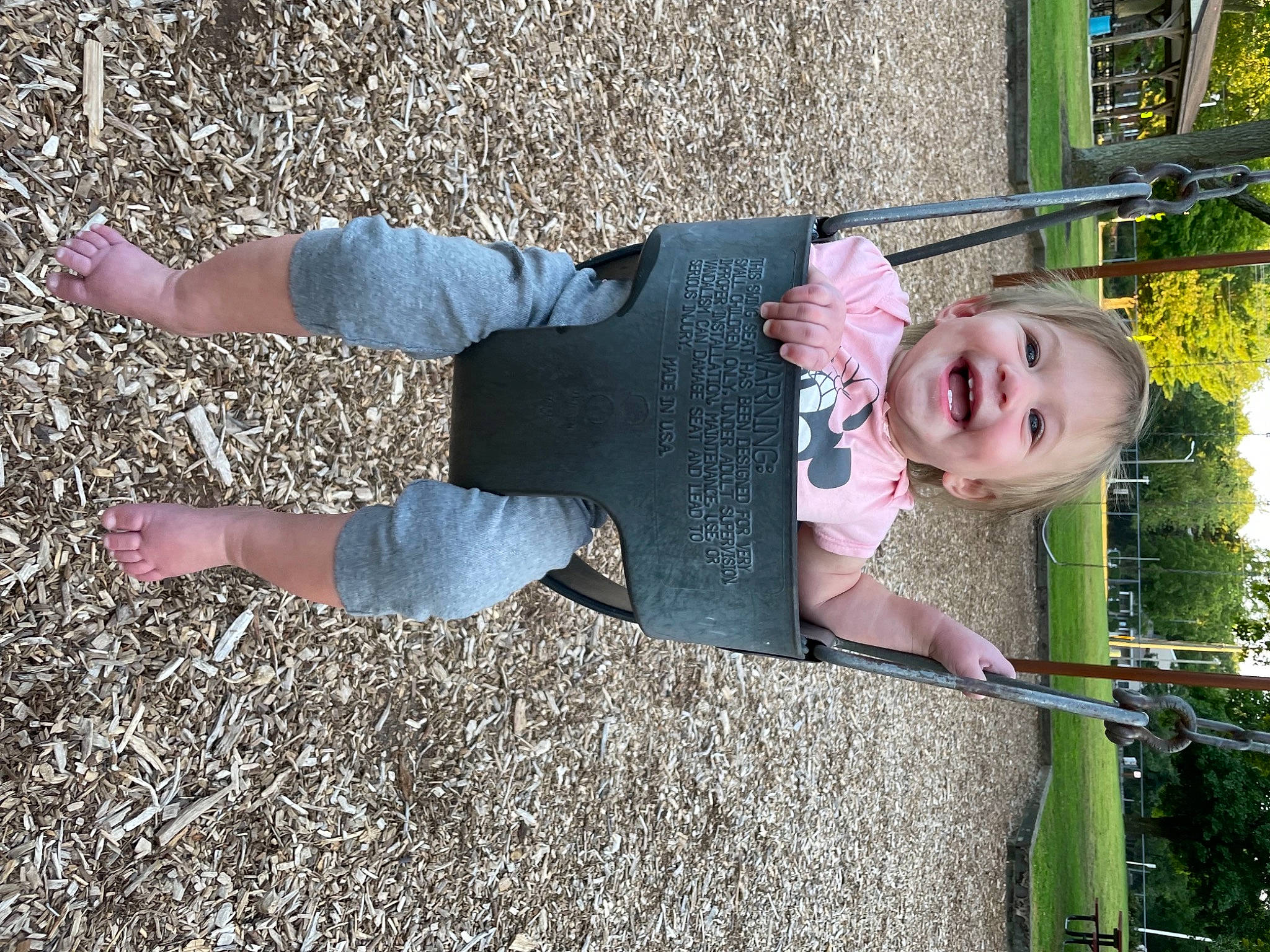 Savannah is registered to the contest to win money with this photo: asphalt, baby, baby_toddler_clothing, child, denim, fun, grass, happy, human_leg, joy, leaf, leisure, people_in_nature, person, plant, road_surface, smile, spring, thigh, toddler