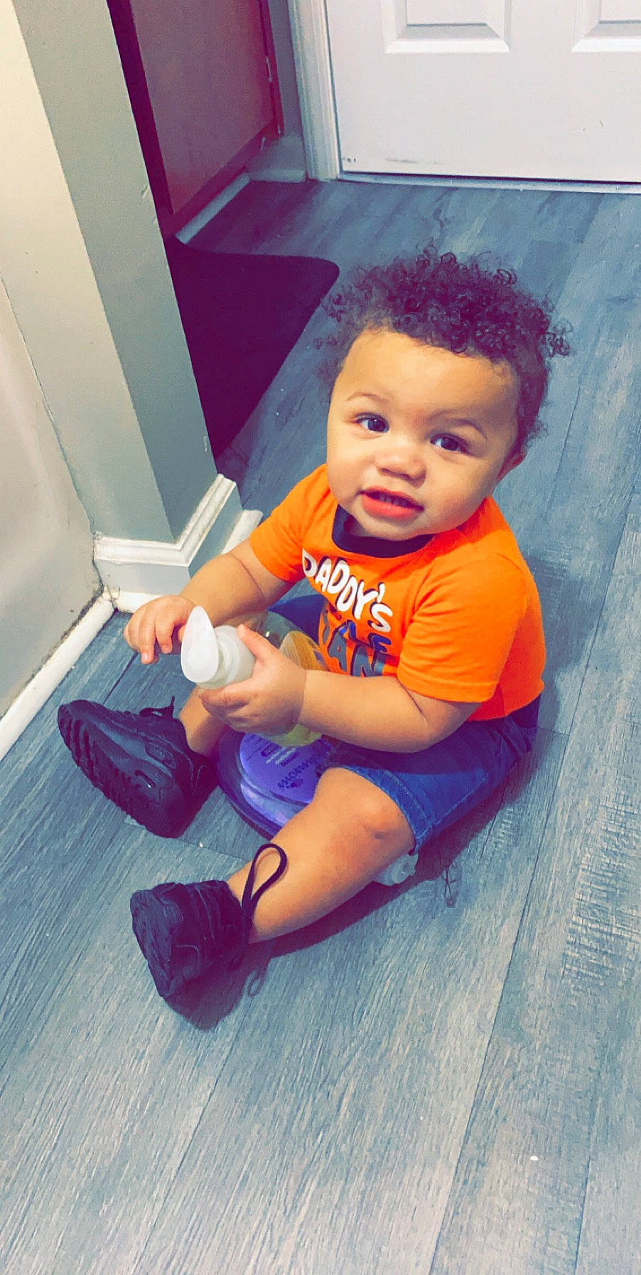 Jermaine joined the competition — help win amazing prizes! baby, cheek, child, cool, eye, face, facial_expression, footwear, forehead, hair, hairstyle, head, leg, nose, person, play, shoe, sitting, skin, smile