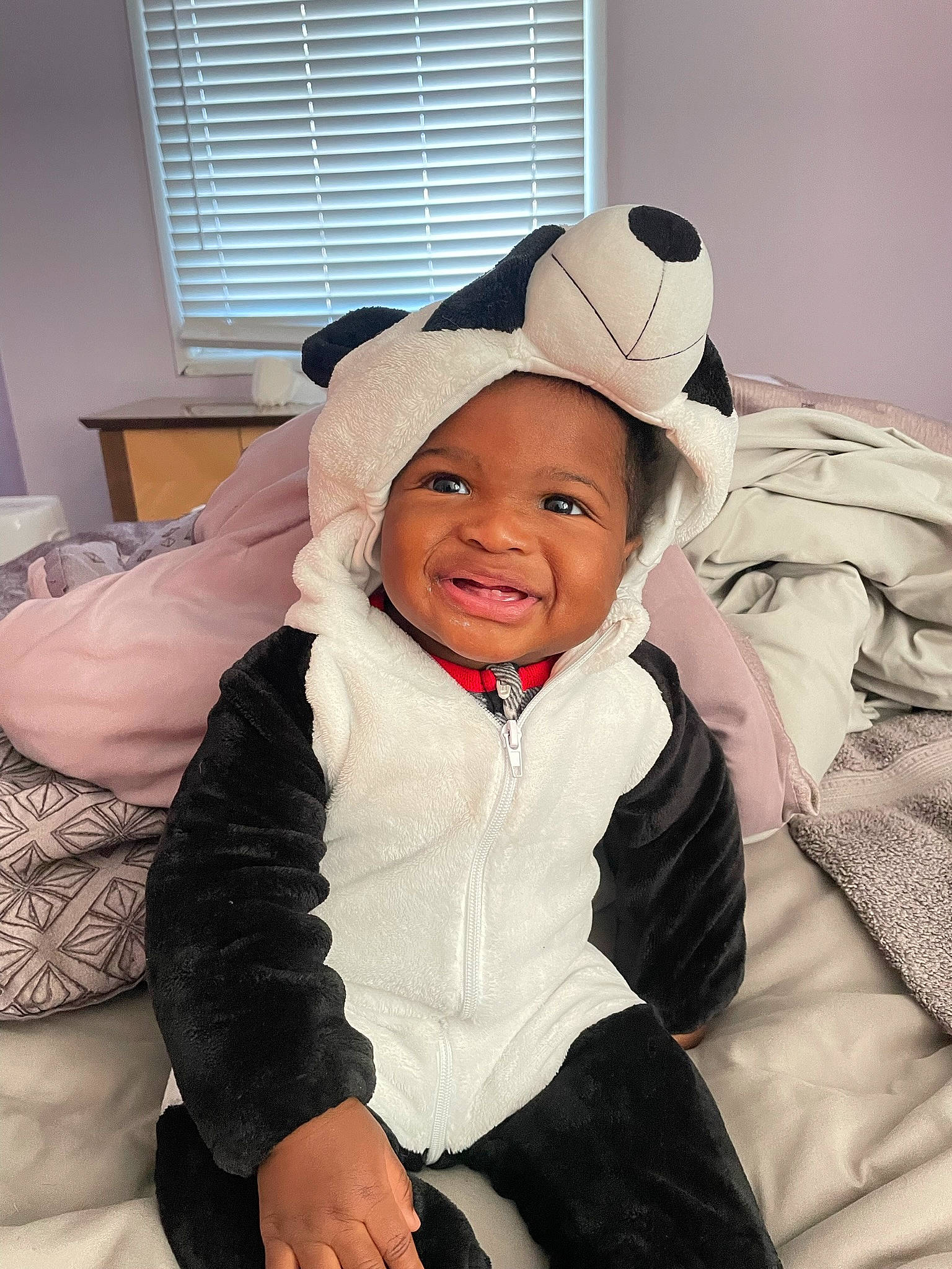 S. Gregory is registered to the contest to win money with this photo: baby, baby_toddler_clothing, cap, cheek, child, comfort, face, flash_photography, fun, fur, happy, headgear, joy, person, room, sitting, sleeve, smile, toddler, window