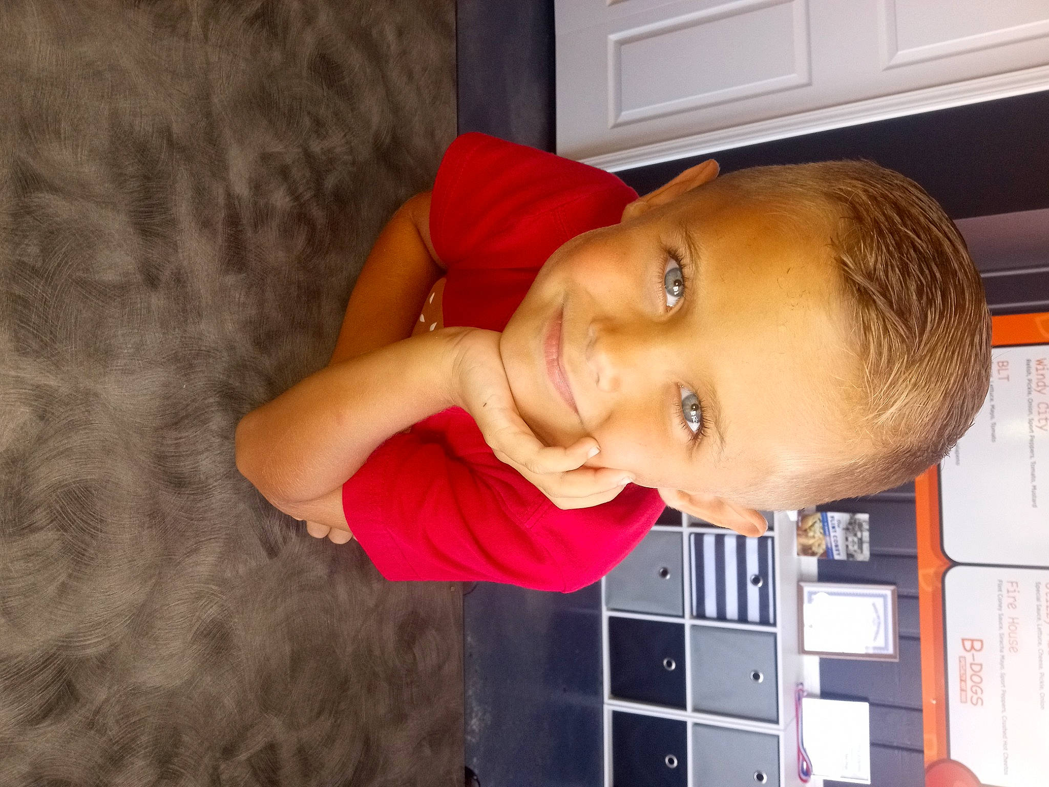 Ellis joined the competition — help win amazing prizes! cheek, child, computer_keyboard, door, elbow, eye, flooring, forehead, fun, happy, input_device, jaw, joy, mouth, nose, office_equipment, person, room, smile, thumb