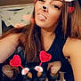 Too Short joined the competition — help win amazing prizes! black_dog, black_tank_top, brown_eyes, casual, decor, dog, dog_ears, earrings, face_filter, heart_effect, heart_filter, indoor, lip_piercing, long_hair, pet, playful, selfie, tongue_out, window, woman