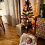 Hedy participe au concours pour gagner de l'argent avec cette photo : baby, smile, christmas_tree, holiday, decorations, lights, indoor, wooden_floor, cozy, chair, curtains, gift_box, cabinet, controller, happy, infant, festive, home, warm_lighting, relaxing