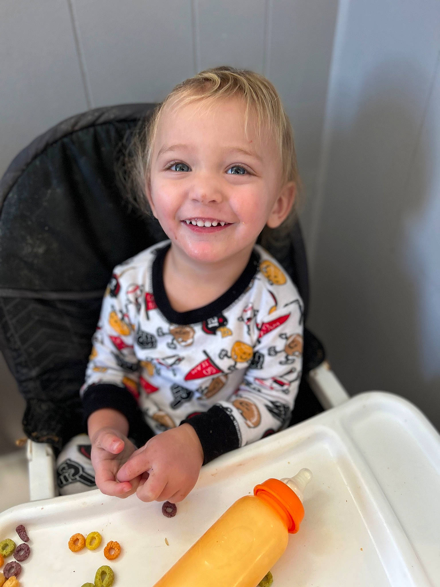 Clayton joined the competition — help win amazing prizes! baby, baby_playing_with_toys, baby_toddler_clothing, chair, cheek, child, comfort_food, face, fun, hair, happy, head, joy, person, product, recipe, sitting, smile, t_shirt, tableware