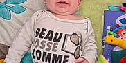 Alessio a rejoint le concours — aidez-le/la à gagner de superbes lots ! baby, infant, child, toy, blanket, play_mat, clothing, shirt, pants, smile, face, indoor, cute, lying_down, colorful, plush_toy, book, soft_toy, floor, person