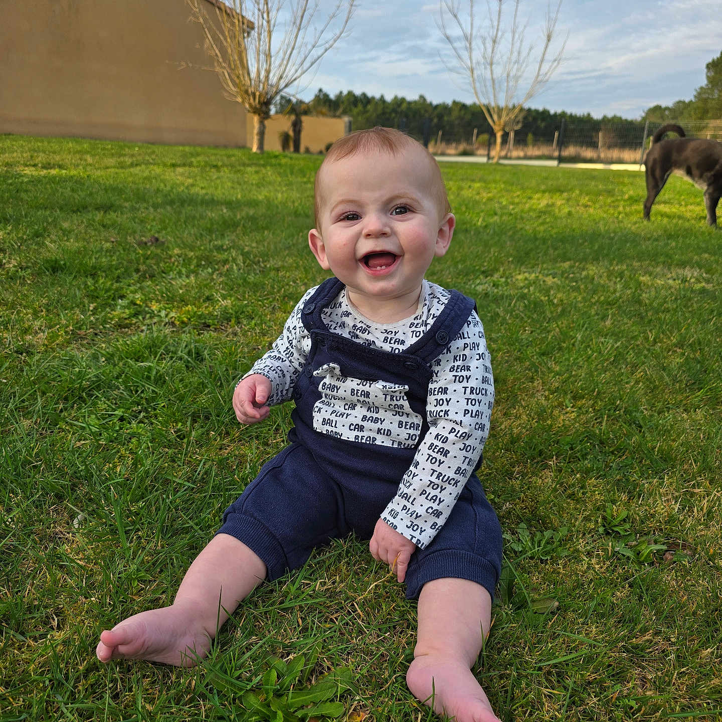 Eden a rejoint le concours — aidez-le/la à gagner de superbes lots ! baby, backyard, clothing, face, field, grass, grassland, happy, head, lawn, nature, outdoors, pants, park, person, photography, plant, portrait, sitting, yard
