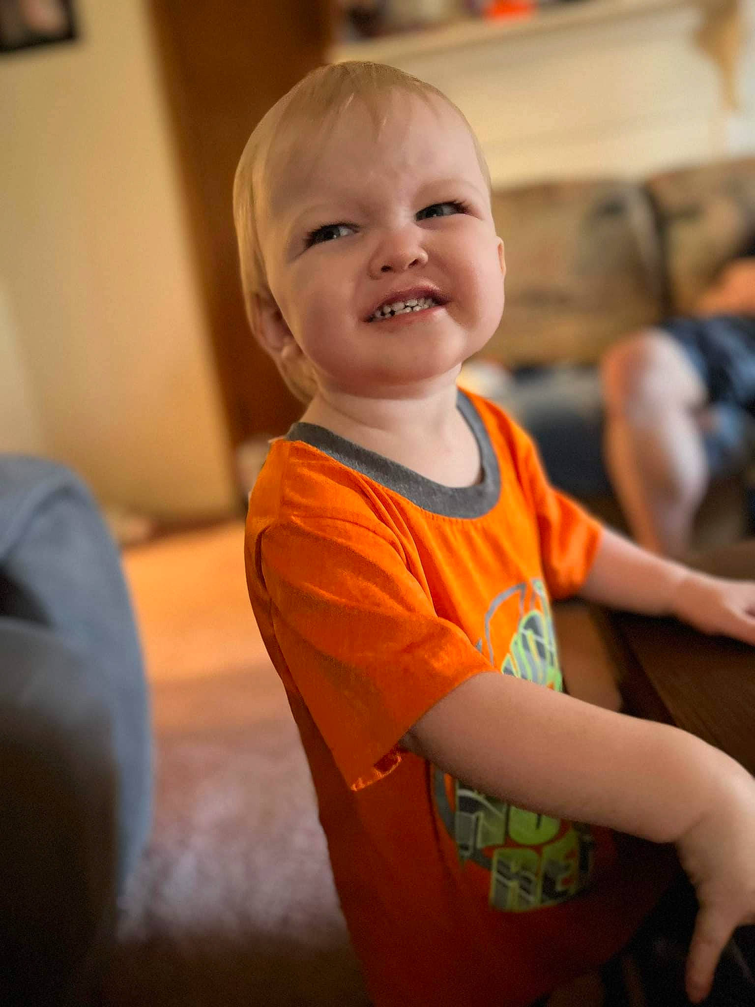 Andrew joined the competition — help win amazing prizes! arm, baby, baby_toddler_clothing, cheek, child, face, flooring, fun, happy, head, iris, joy, leisure, person, room, shorts, sitting, skin, smile, t_shirt