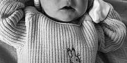 Rome joined the competition — help win amazing prizes! newborn, baby, knit_hat, knit_sweater, bunny_design, mittens, blanket, sleeping, infant, portrait, cozy, cute, soft_lighting, black_and_white, resting, child, indoors, peaceful, baby_clothing, close_up