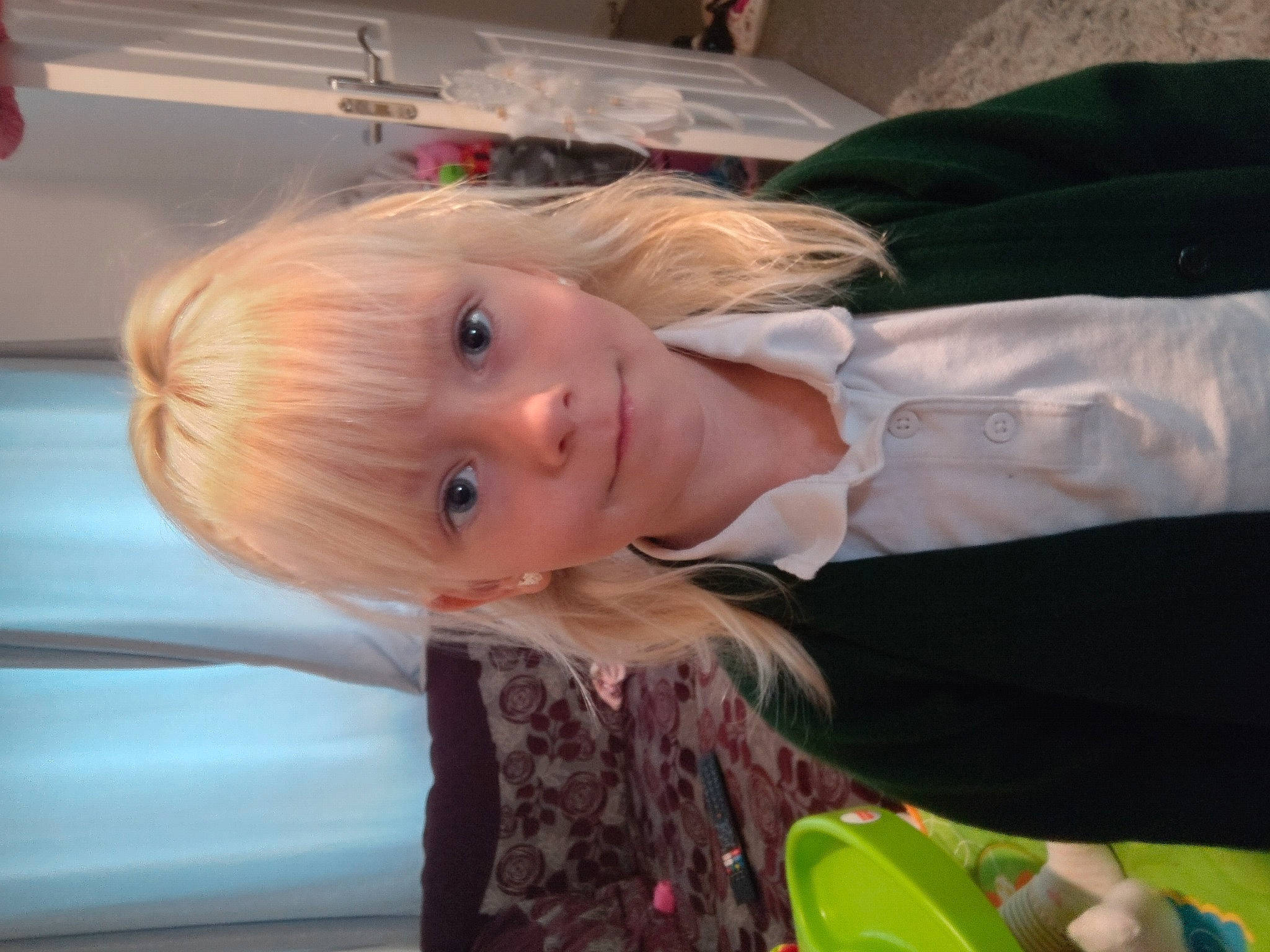 Crystal joined the competition — help win amazing prizes! blond, cheek, child, eyebrow, formal_wear, fun, happy, iris, person, sitting, smile, suit, toddler, vacation