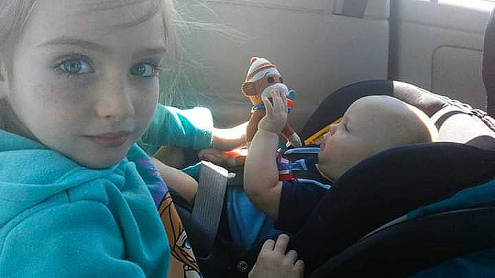 Natailee Marie is registered to the contest to win money with this photo: baby, car, car_seat, child, driving, ear, electronic_device, finger, jaw, mouth, nose, person, skin, toddler, tooth, vacation, vehicle