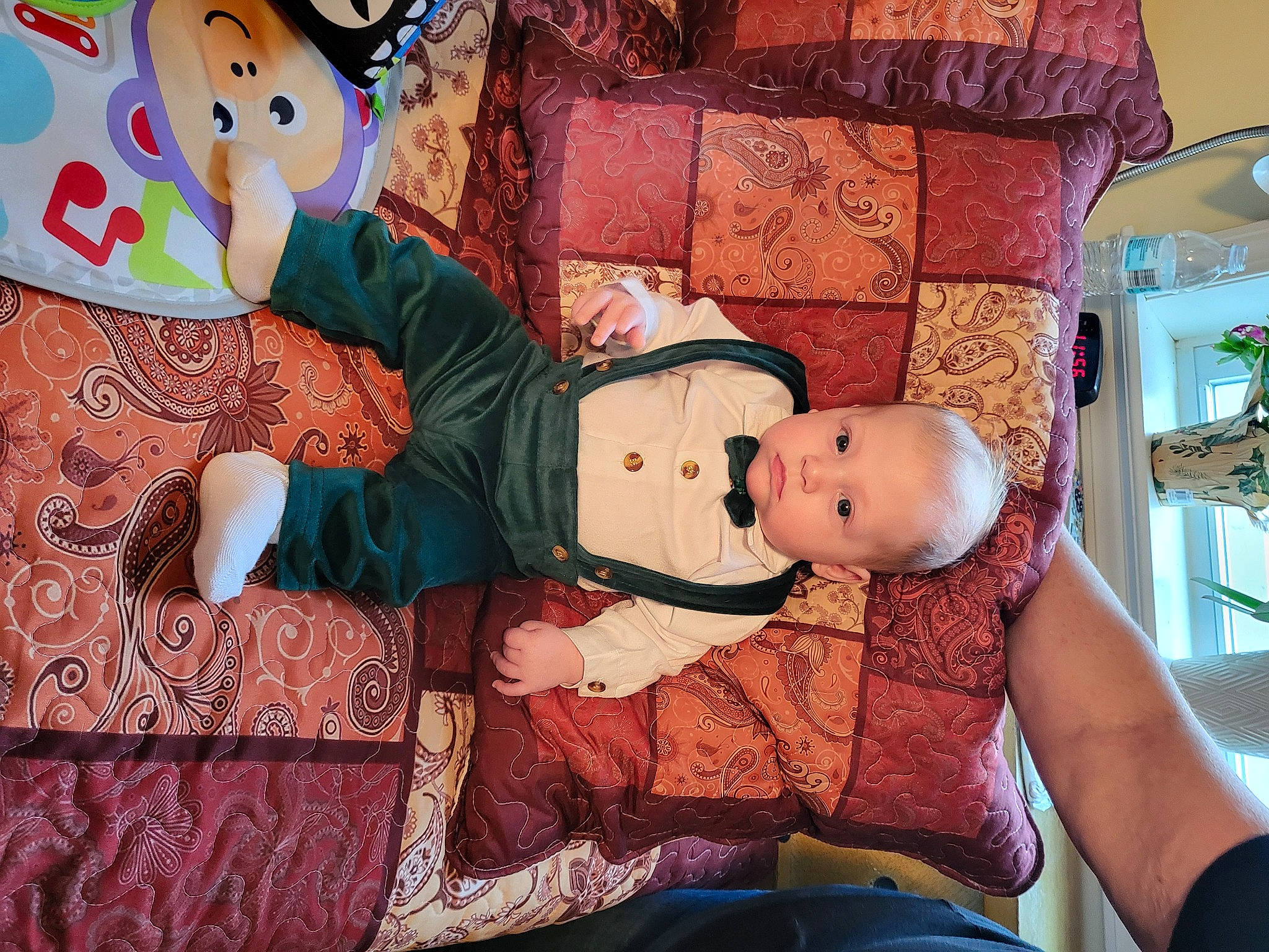 Desmond joined the competition — help win amazing prizes! baby, baby_products, baby_toddler_clothing, cheek, child, doll, happy, hat, head, lap, people, person, pink, room, shelf, sitting, skin, stuffed_toy, textile, toddler