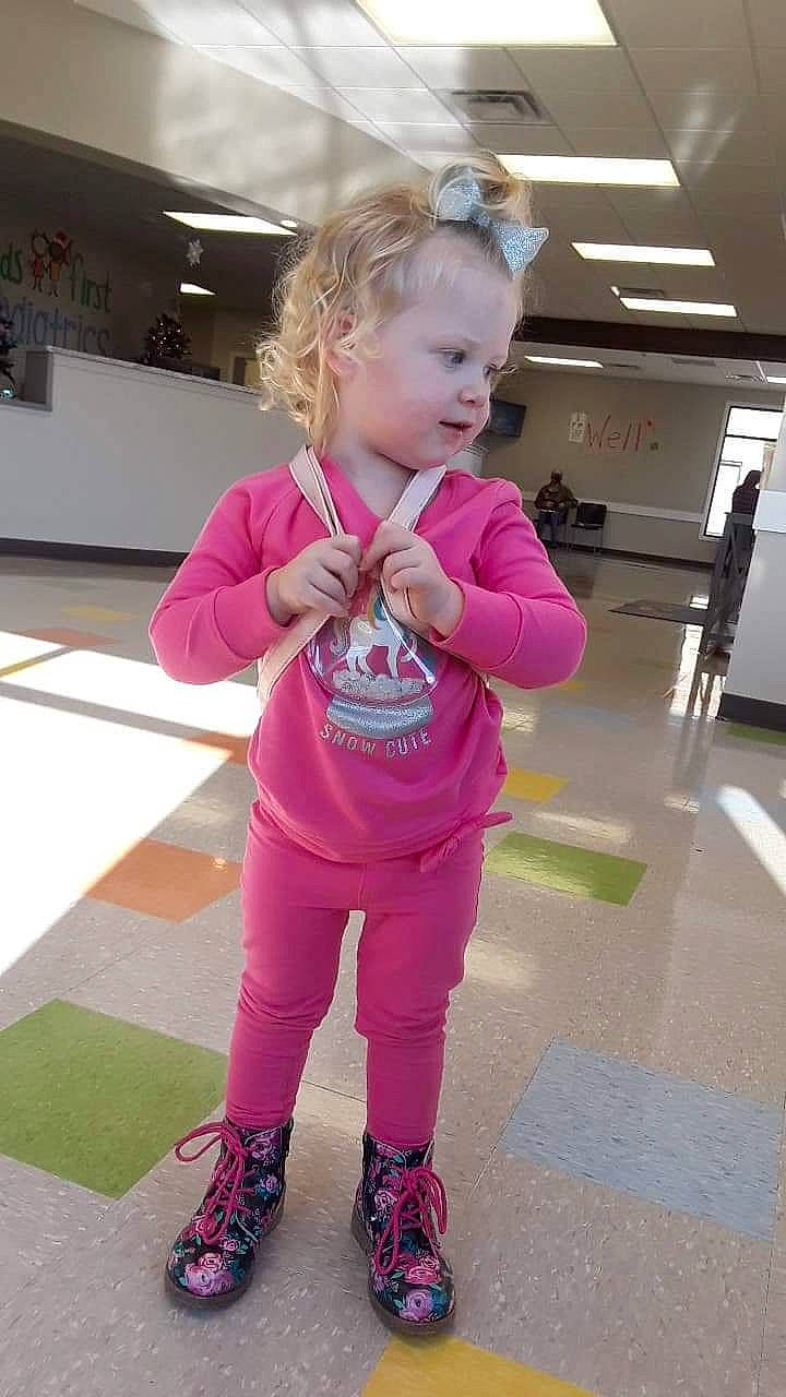 Haven joined the competition — help win amazing prizes! baby, baby_toddler_clothing, blond, child, flooring, fun, human_leg, knee, leisure, magenta, outdoor_shoe, person, pink, purple, sleeve, smile, sneakers, sock, sportswear, standing