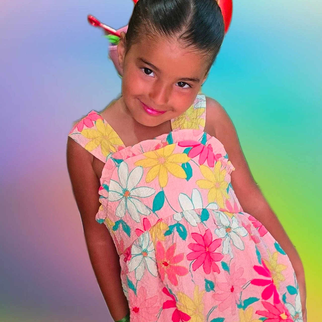 Dinah a rejoint le concours — aidez-le/la à gagner de superbes lots ! beachwear, blackhair, child, clothing, dimples, dress, eveningdress, face, fashion, female, formalwear, girl, gown, hair, happy, head, person, photography, portrait, smile