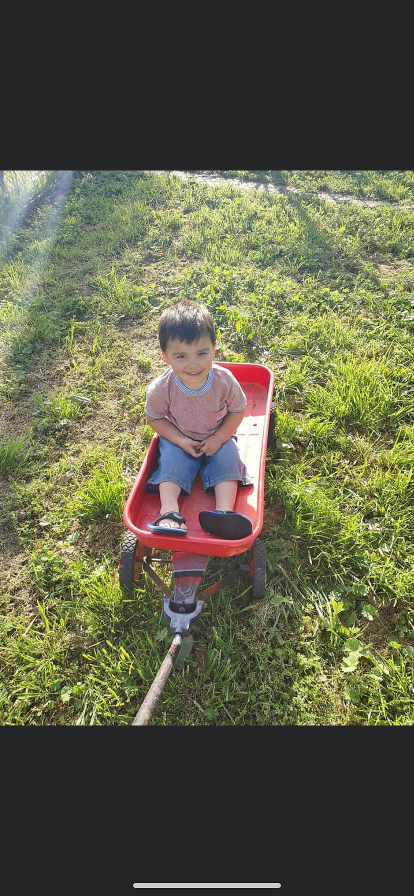 Xavier is registered to the contest to win money with this photo: baby, baby_toddler_clothing, child, fun, garden, grass, grass_family, grassland, happy, joy, landscape, lawn, leisure, outdoor_play_equipment, people_in_nature, person, plant, recreation, sitting, soil