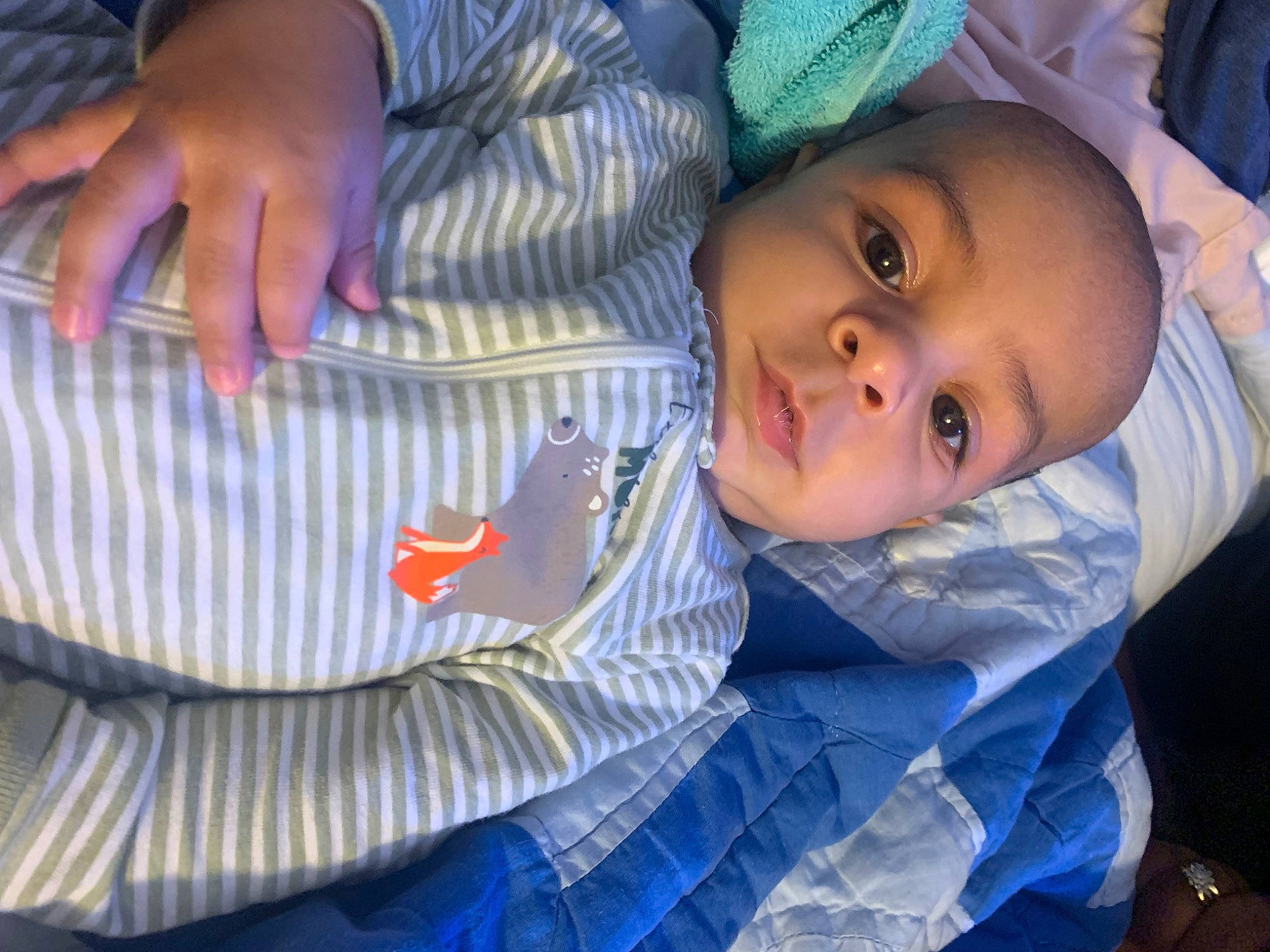 Christian is registered to the contest to win money with this photo: baby, baby_products, baby_toddler_clothing, cheek, comfort, finger, gesture, hand, happy, hat, human_body, mouth, nail, nose, person, skin, smile, thumb, toddler, tree