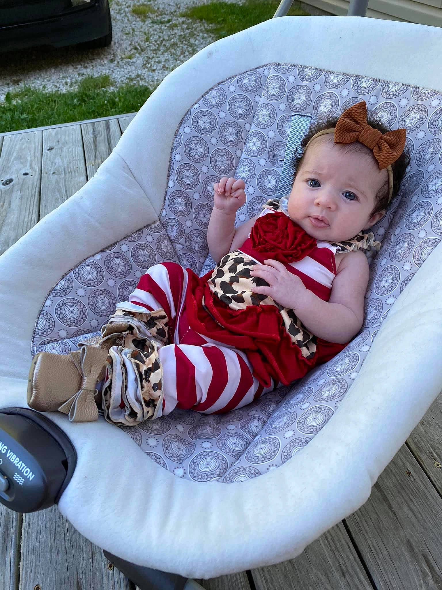 Rowyn joined the competition — help win amazing prizes! baby, baby_products, child, comfort, furniture, person, product, red, sitting, toddler