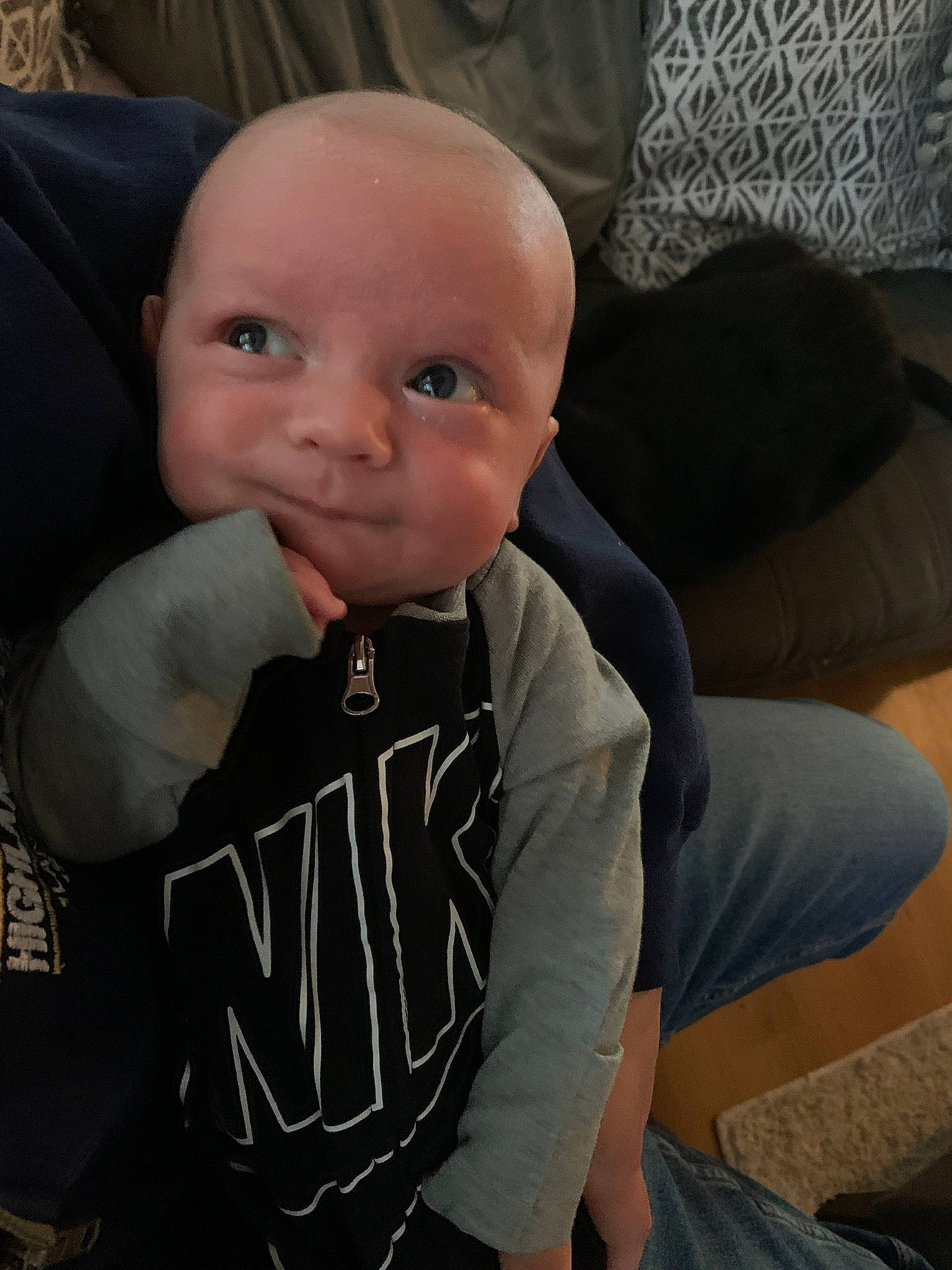 Luca joined the competition — help win amazing prizes! baby, baby_toddler_clothing, chest, child, comfort, cool, couch, elbow, happy, human_leg, neck, person, selfie, sitting, sleeve, smile, sportswear, t_shirt, thigh, toddler