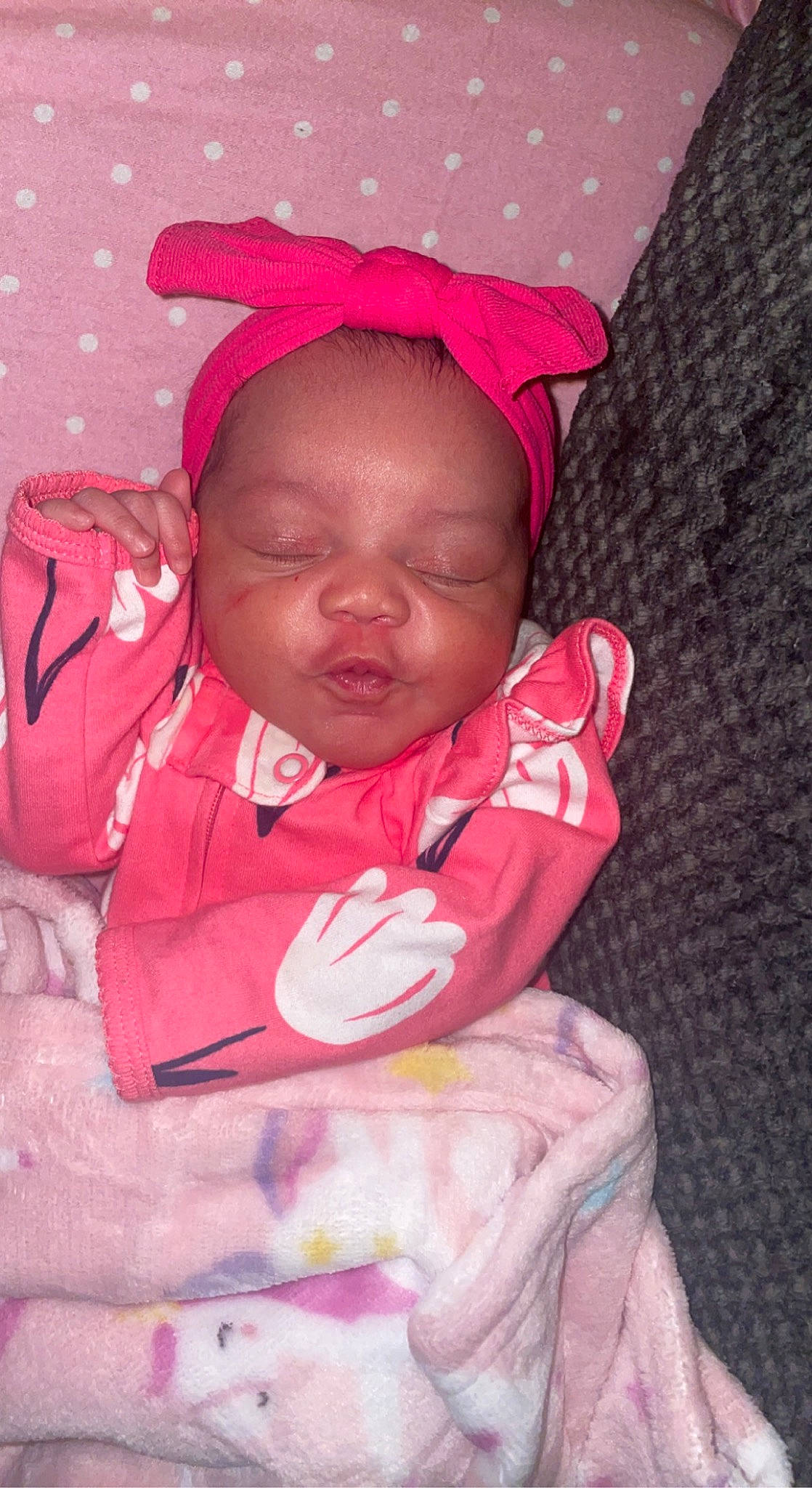 Sophia Keith is registered to the contest to win money with this photo: baby, baby_toddler_clothing, cheek, comfort, eye, eyebrow, face, happy, head, human_body, lip, mouth, nose, outerwear, person, purple, skin, sleeve, smile, textile