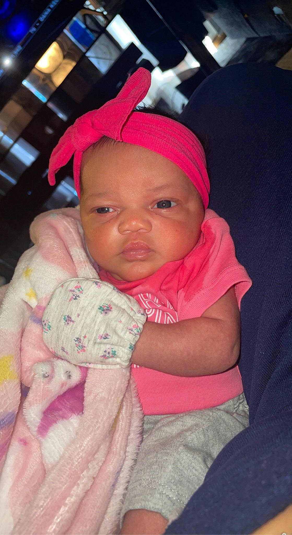 Sophia Keith joined the competition — help win amazing prizes! arm, baby, cheek, chin, ear, eyelash, face, facial_expression, headwear, human_body, iris, lip, mammal, mouth, nose, person, pink, product, purple, skin