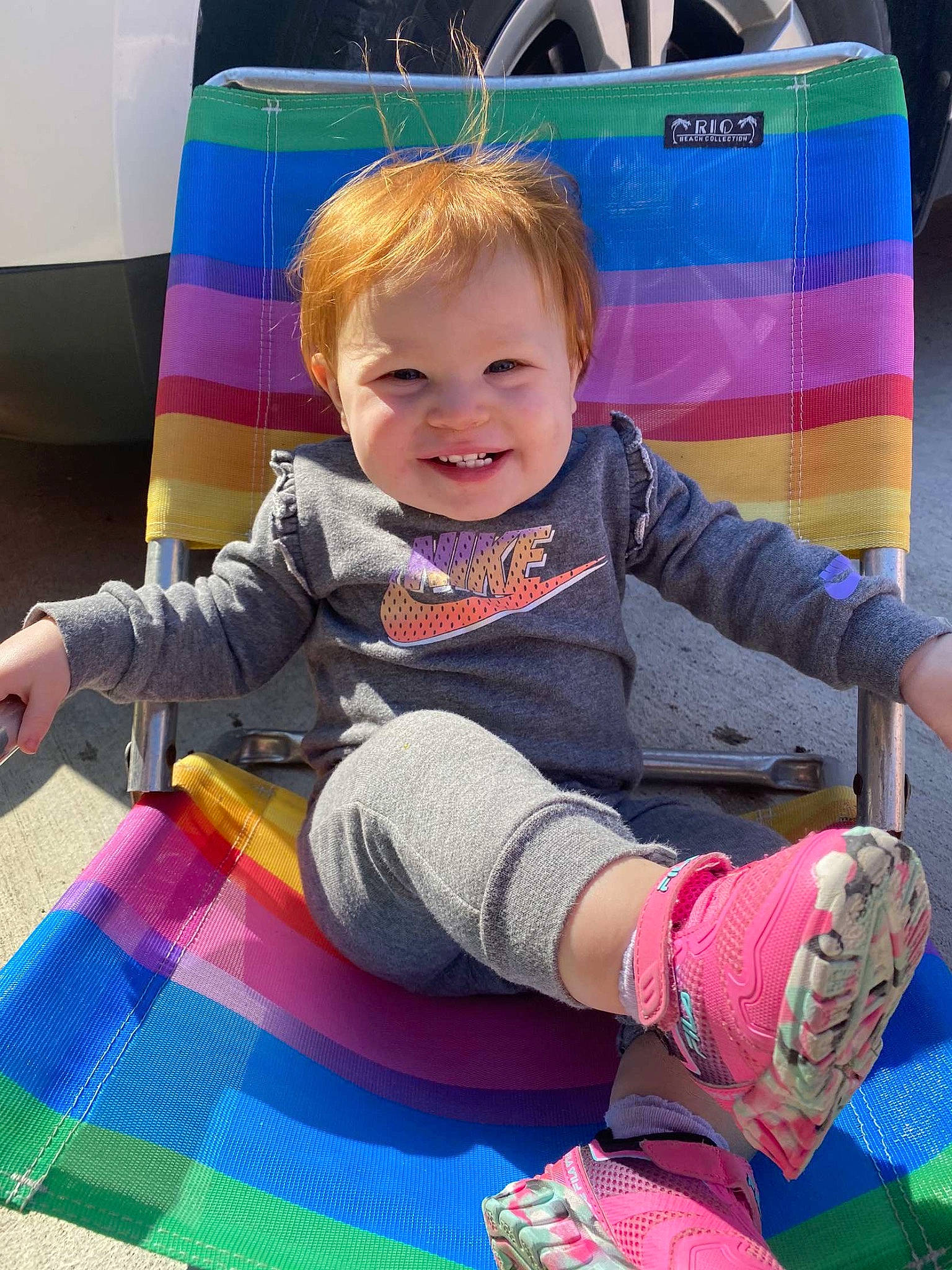 Carleigh is registered to the contest to win money with this photo: baby, baby_toddler_clothing, child, electric_blue, facial_expression, fun, happy, joy, leisure, people, person, pink, product, purple, recreation, sitting, skin, sleeve, smile, snapshot