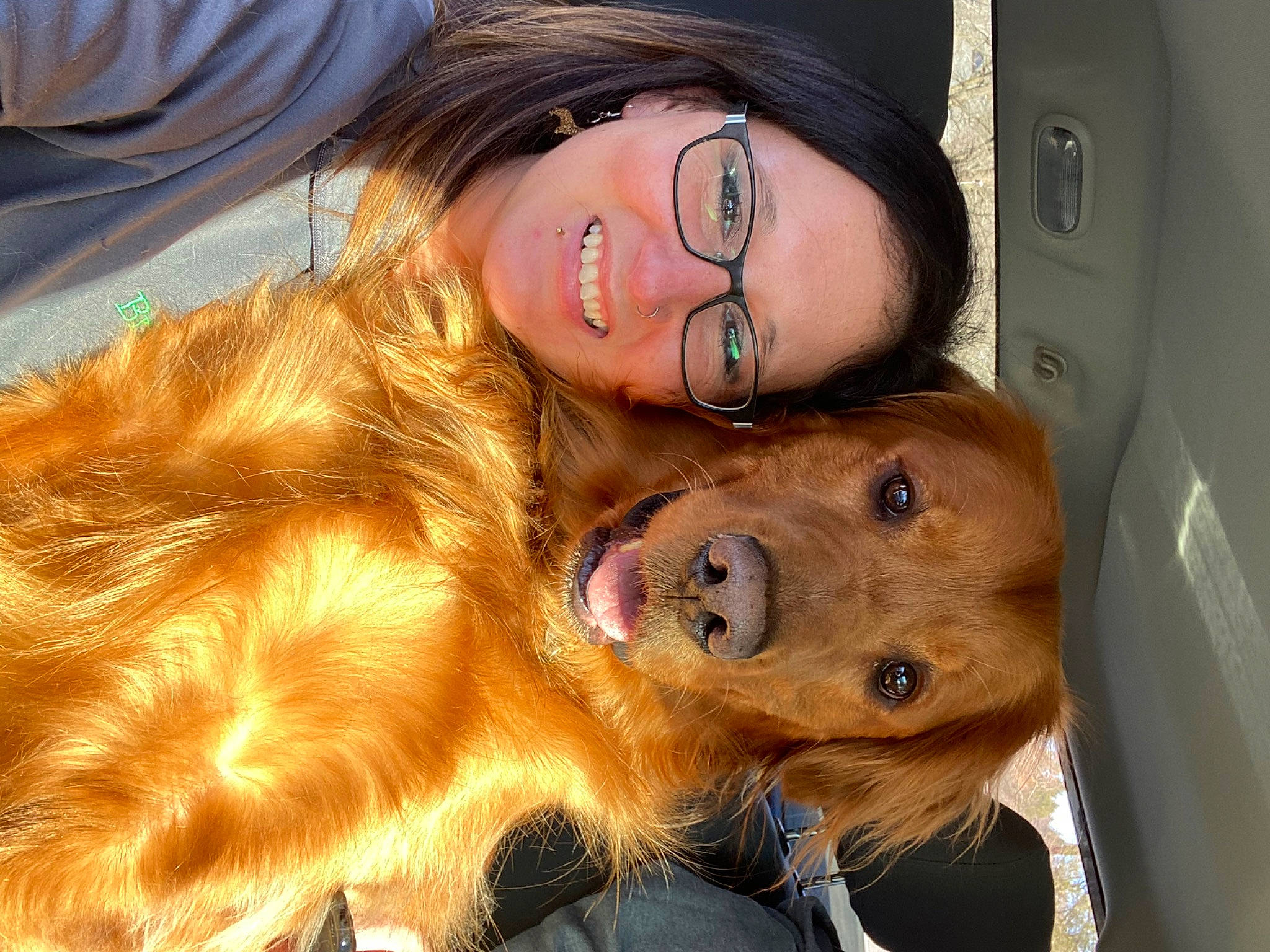 Sampson joined the competition — help win amazing prizes! black_hair, carnivore, companion_dog, dog, dog_breed, eyelash, eyewear, fawn, glasses, happy, lip, liver, long_hair, mammal, nose, selfie, skin, smile, sunglasses, whiskers