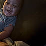 baby, smiling, pillow, blanket, child, happy, face, infant, sleepwear, bed, cushion, person, portrait, indoors, cute, young, resting, closeup, skin, expression