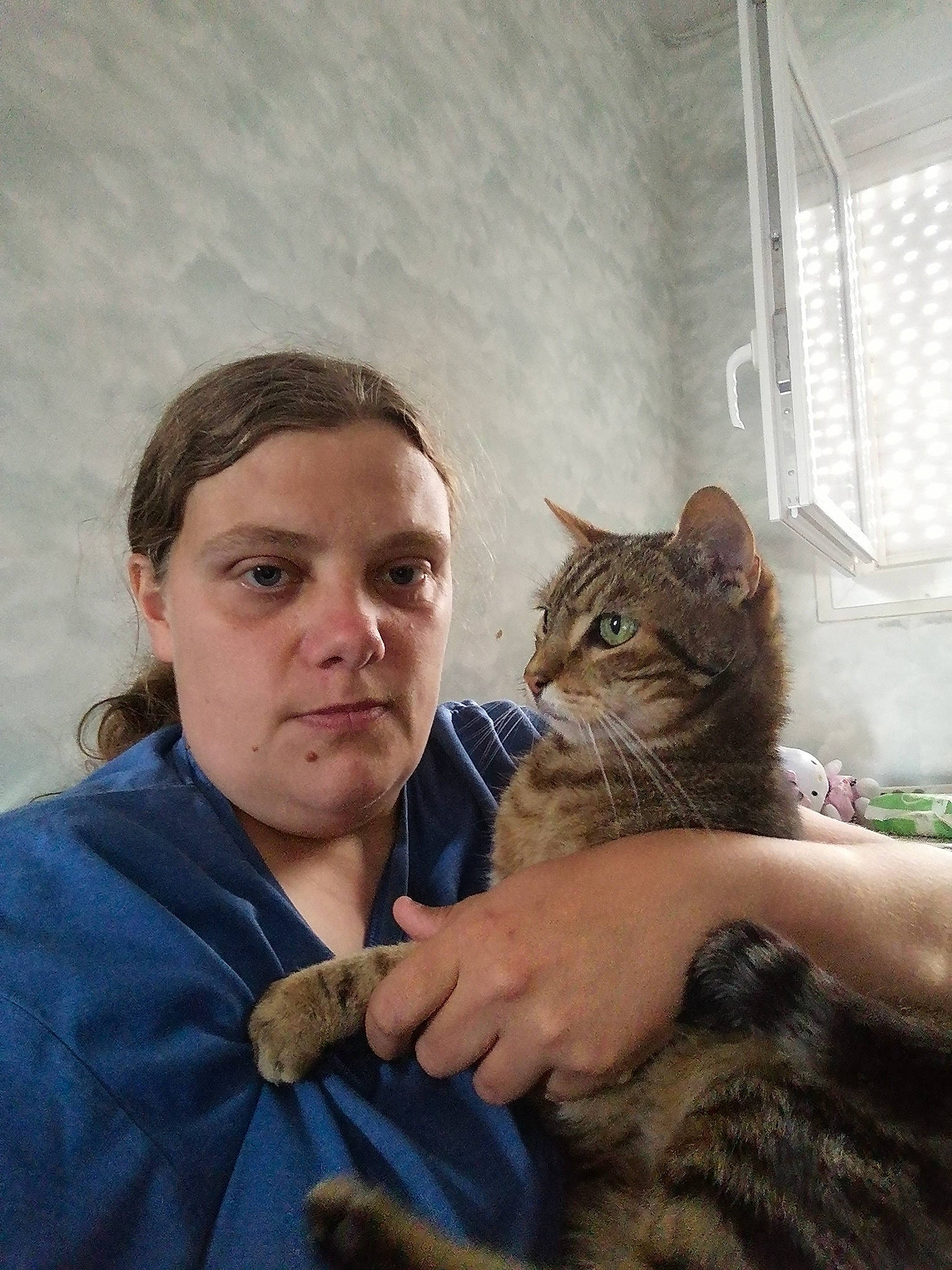 Démon participe au concours pour gagner de l'argent avec cette photo : carnivore, cat, claw, domestic_short_haired_cat, ear, fawn, felidae, fur, gesture, happy, hug, shoulder, sitting, small_to_medium_sized_cats, snout, terrestrial_animal, whiskers, wildlife_biologist