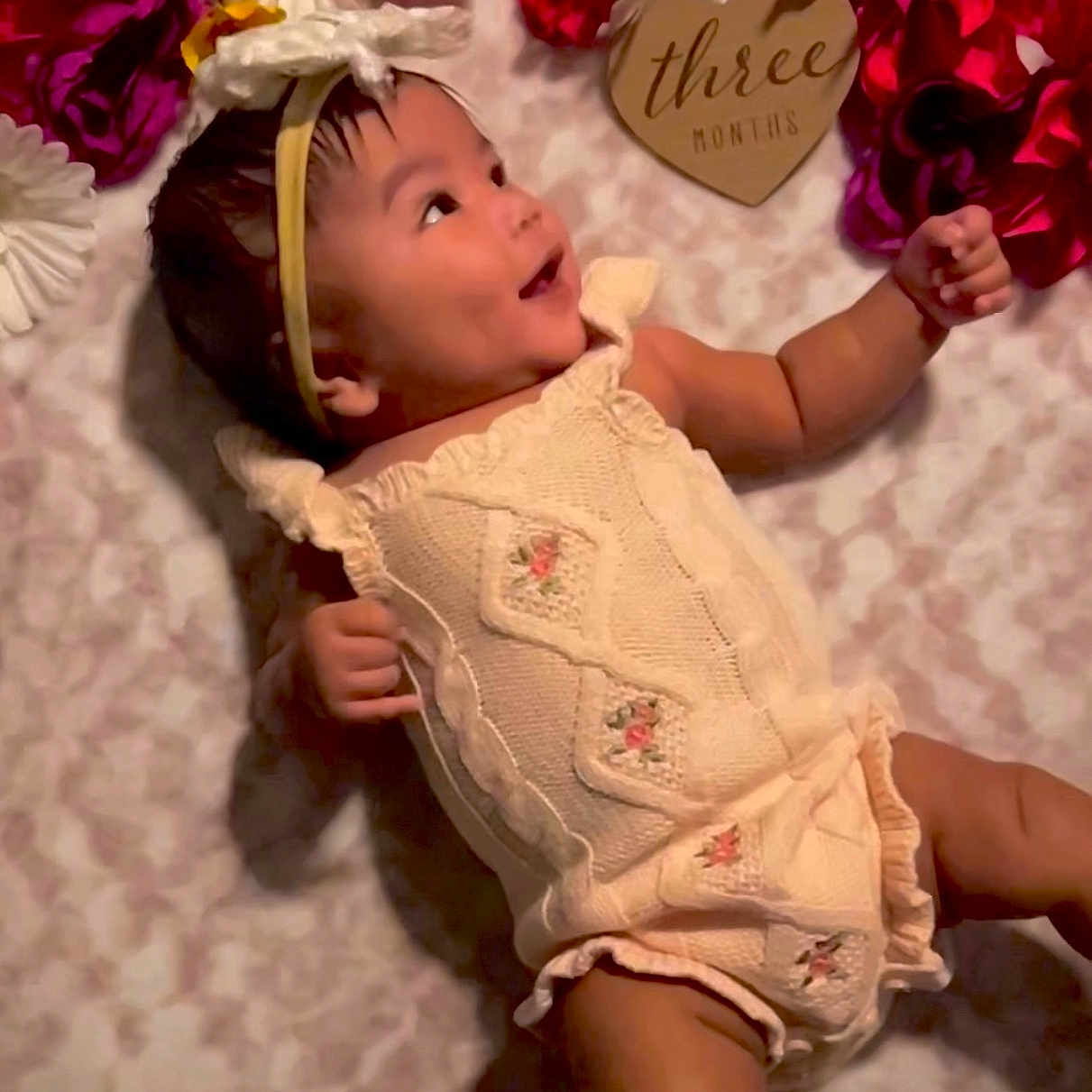 Elleariah Saige joined the competition — help win amazing prizes! accessories, baby, bodypart, bonnet, clothing, dress, face, finger, flower, flowerarrangement, flowerbouquet, hand, hat, head, newborn, person, petal, photography, plant, portrait