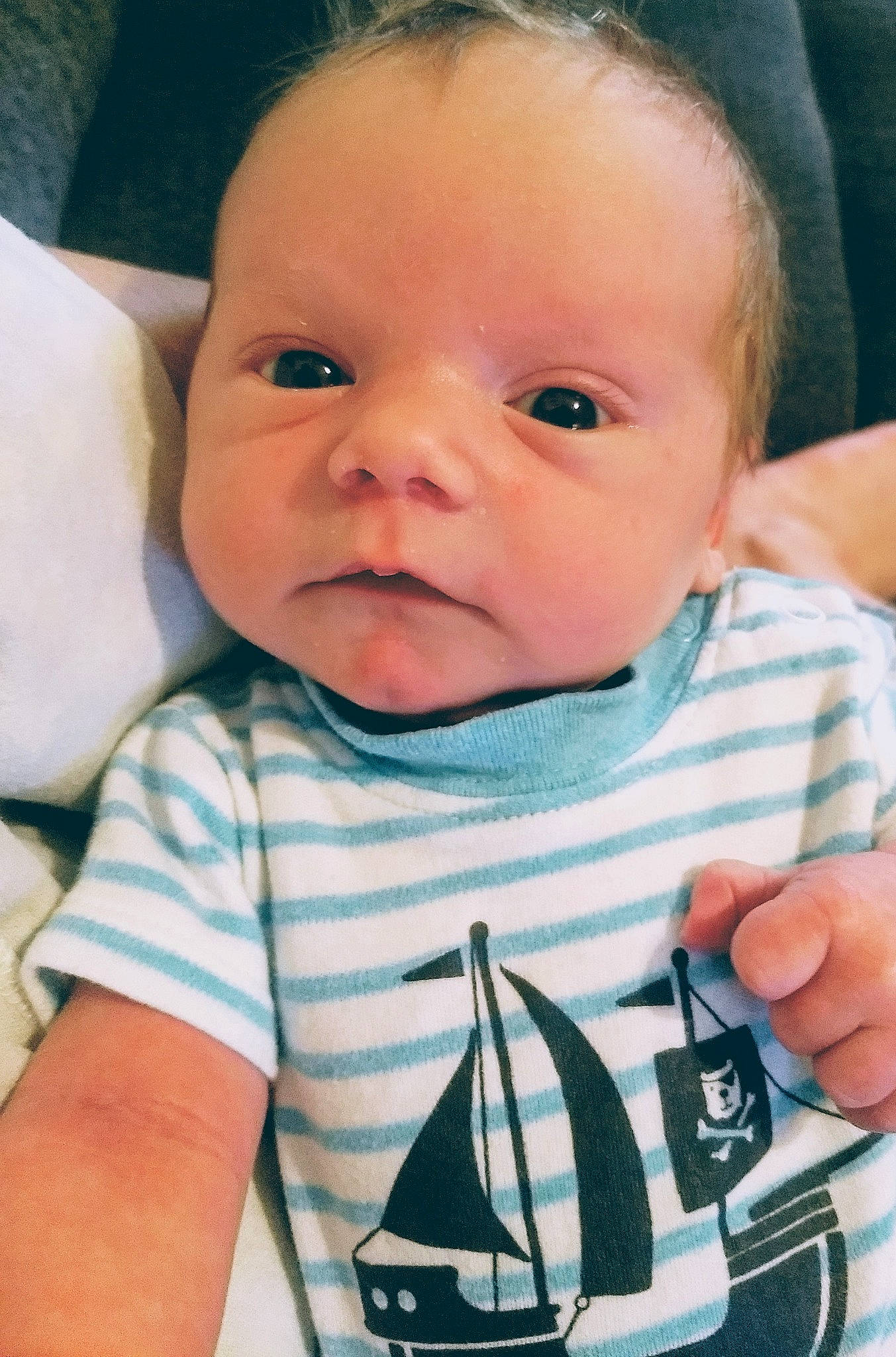 Granger is registered to the contest to win money with this photo: baby, baby_carriage, baby_products, baby_toddler_clothing, cheek, child, chin, cool, eye, face, forehead, head, lip, mouth, nose, person, product, skin, smile, toddler