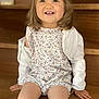 April a rejoint le concours — aidez-le/la à gagner de superbes lots ! child, toddler, smile, sitting, stairs, wood, white_cardigan, floral_outfit, knee_socks, bow, happy, cute, indoors, person, face, legs, clothing, young_child, casual, portrait