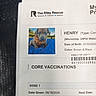 Rhys is registered to the contest to win money with this photo: puppy, dog, pet, vaccination_record, medical_document, animal_photo, gray_dog, black_dog, bandana, portrait, paper, document, vaccination, veterinary, healthcare, microchip, barcode, text, indoor, photograph