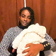 Roxane Adria joined the competition — help win amazing prizes! baby, black_hair, blanket, casual, cozy, curtain, earrings, face, family, hand, holding, indoor, long_sleeves, love, patterned_clothing, portrait, seated, tender, warm, woman