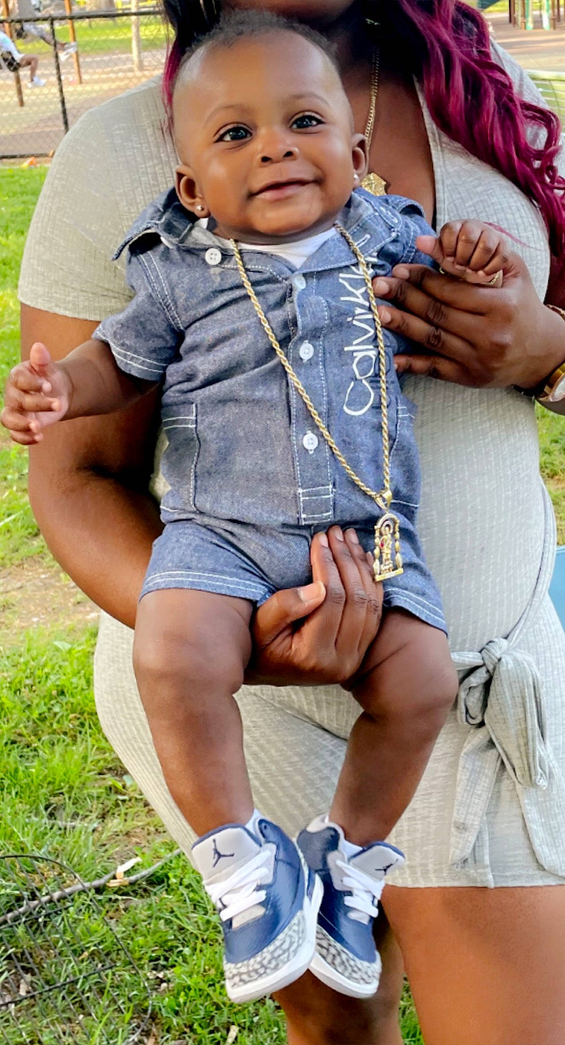 Dakari joined the competition — help win amazing prizes! arm, azure, baby_toddler_clothing, blue, clothing, eye, finger, gesture, grass, green, hand, happy, joint, joy, leg, leisure, person, photograph, shoe, sneakers