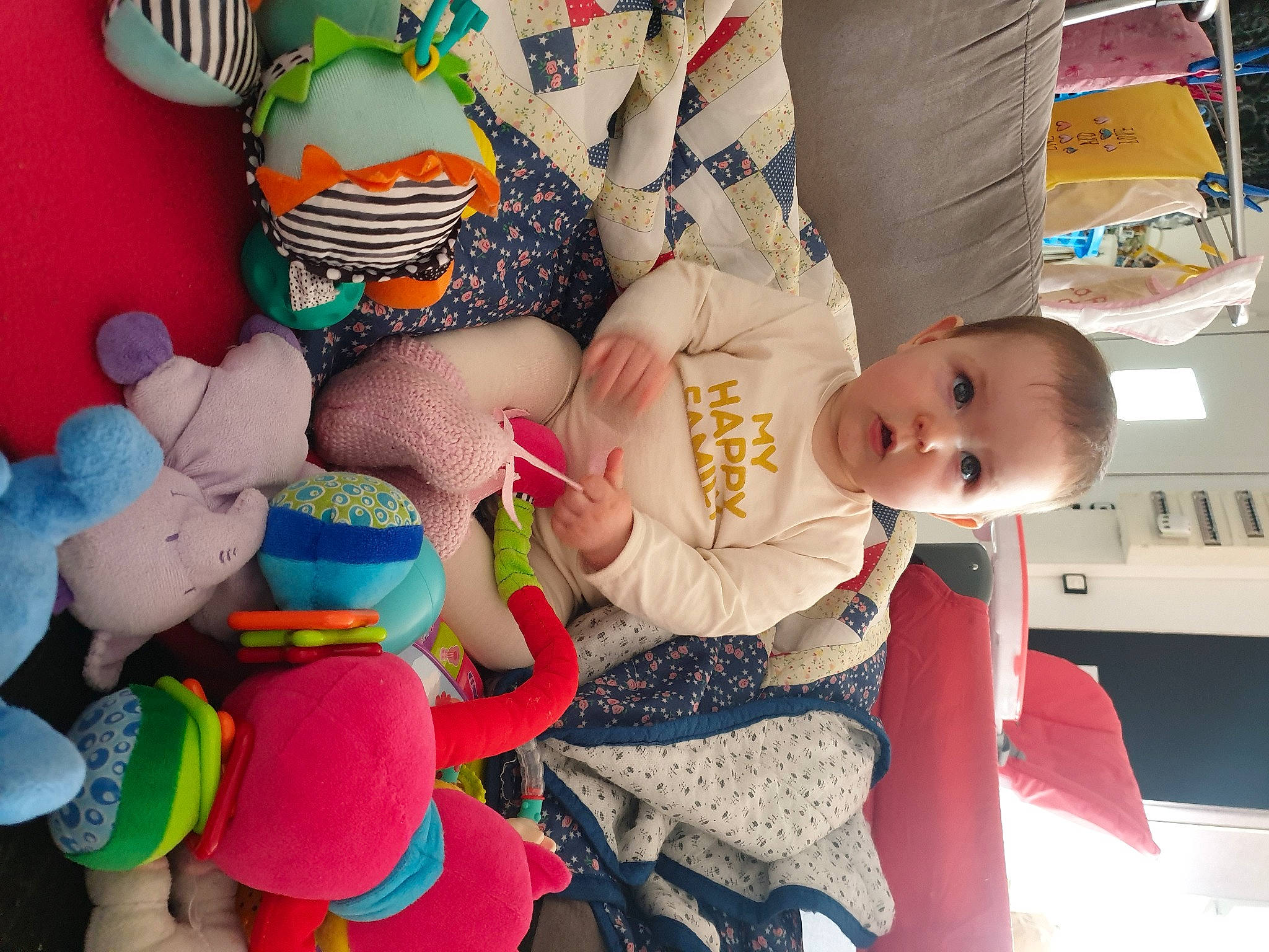 Syannah participe au concours pour gagner de l'argent avec cette photo : baby, baby_products, baby_toddler_clothing, cheek, child, comfort, finger, fun, happy, lap, people, person, photograph, skin, smile, snapshot, stuffed_toy, surprise, toddler, toy