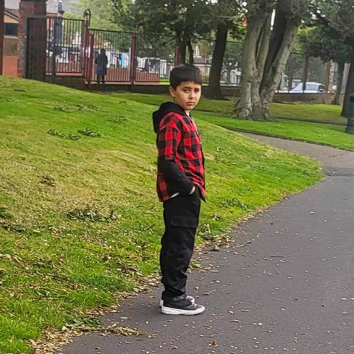 David joined the competition — help win amazing prizes! asphalt, city, fun, grass, grass_family, lawn, leisure, pattern, pedestrian, people_in_nature, person, plant, recreation, road, road_surface, shadow, shrub, sidewalk, tree, walking