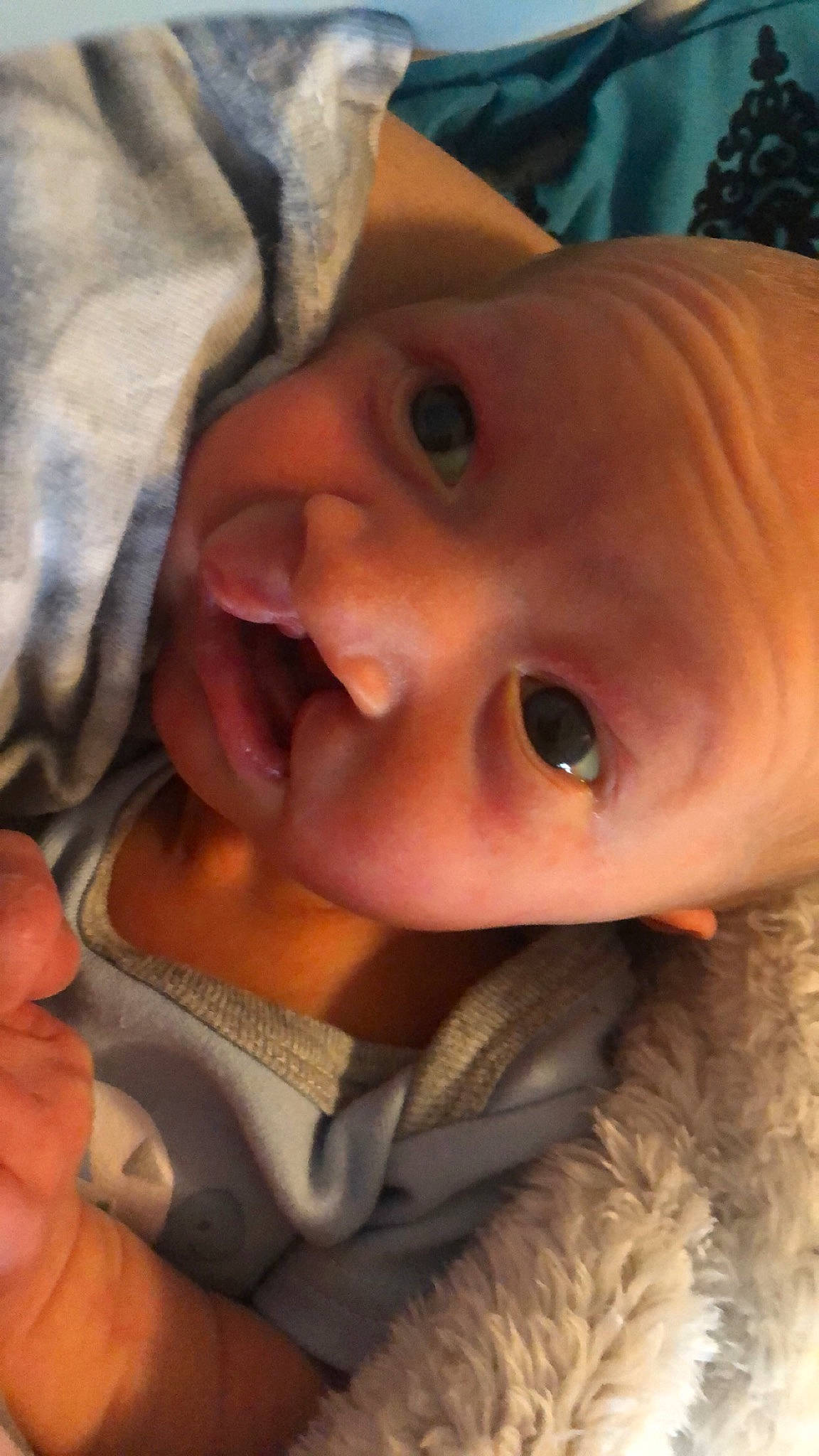 Carson is registered to the contest to win money with this photo: baby, cheek, child, ear, eye, face, head, iris, lip, mouth, nose, person, skin, toddler