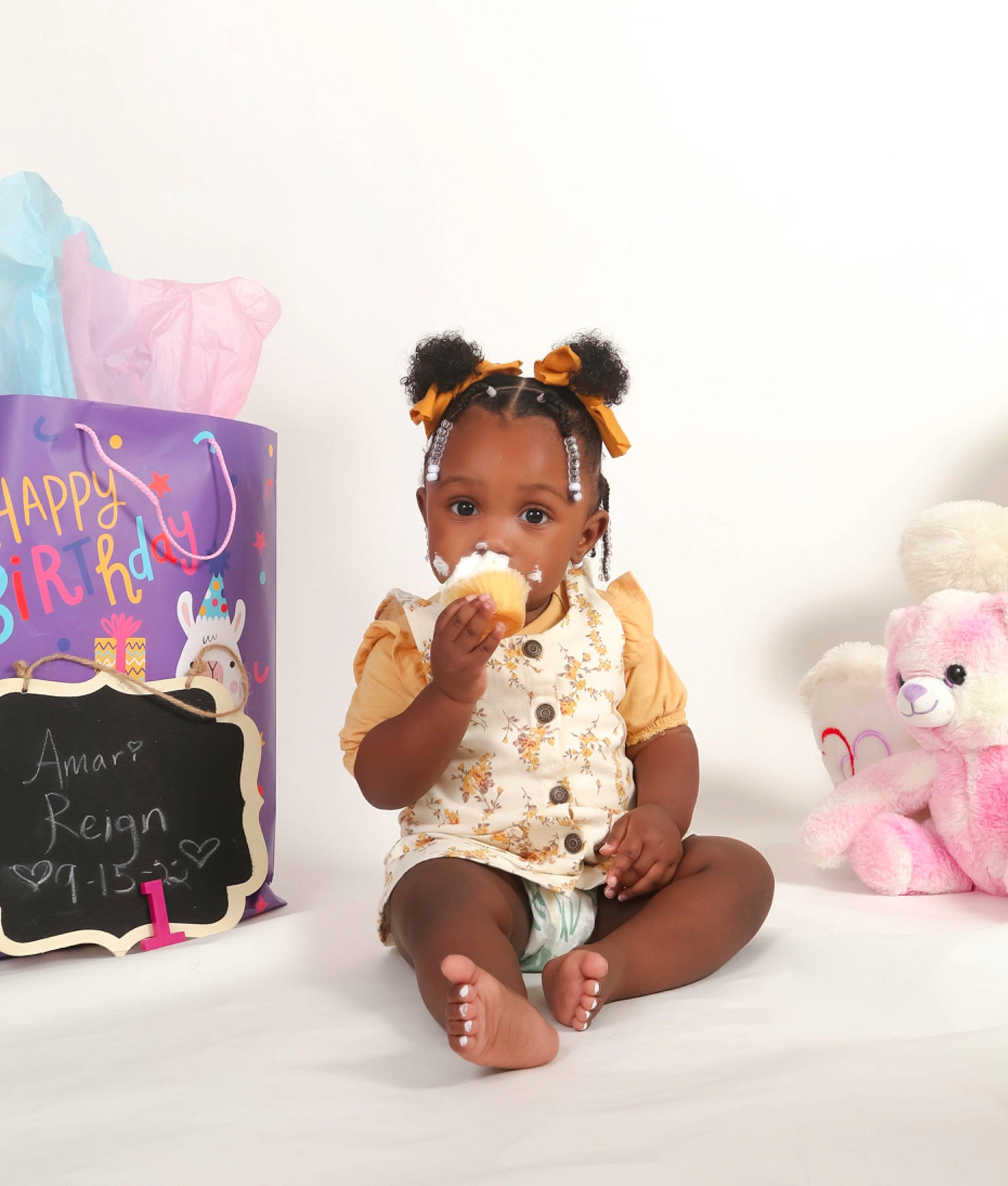 Amari is registered to the contest to win money with this photo: baby, baby_toddler_clothing, baby_toys, brown, child, doll, fashion_accessory, fashion_design, fawn, fur, magenta, paper_bag, peach, person, pink, plush, sleeve, stuffed_toy, textile, toy