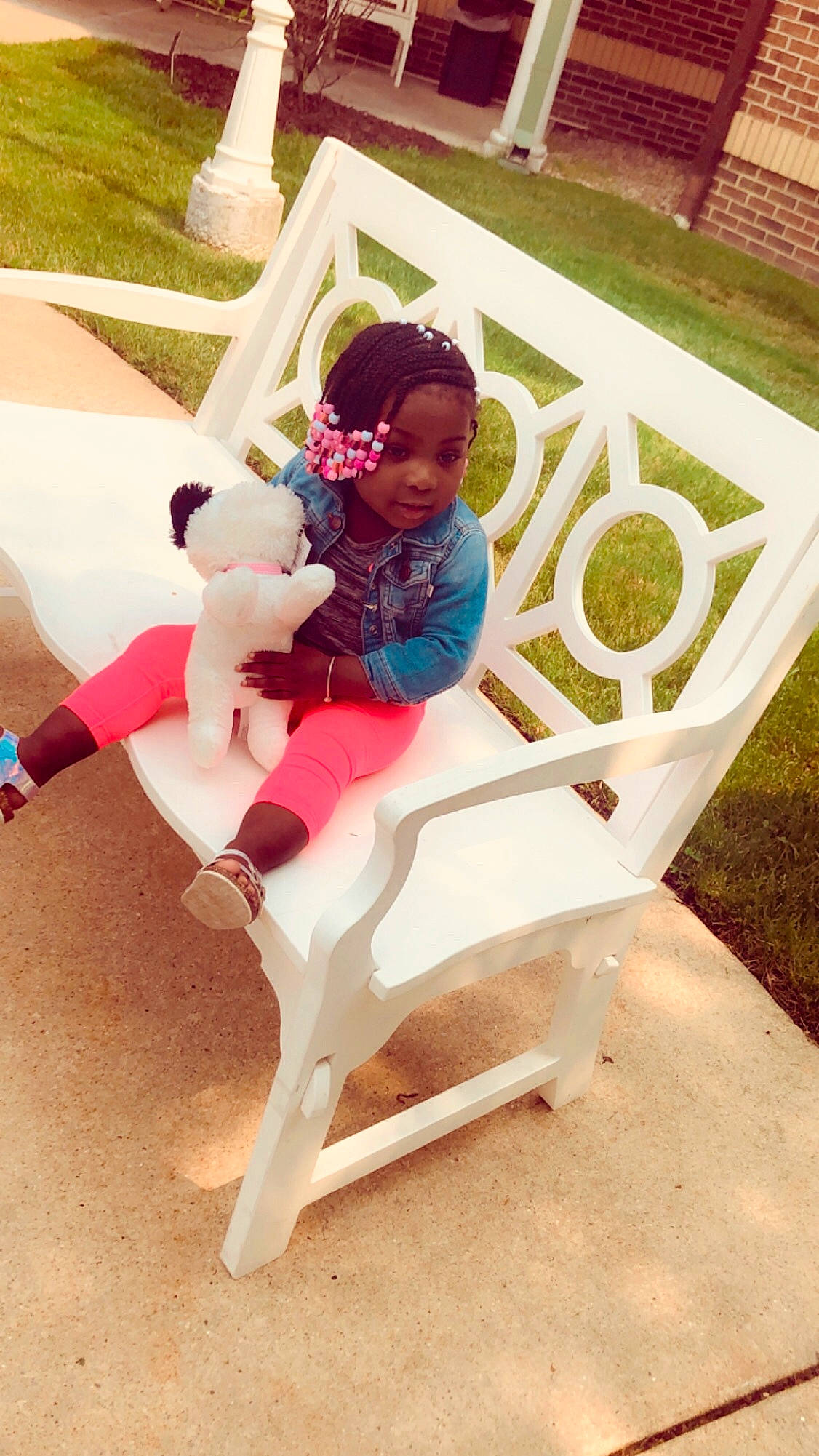 Dakotah joined the competition — help win amazing prizes! chair, child, furniture, leisure, person, pink, plant, product, shoe, sitting, table, toddler