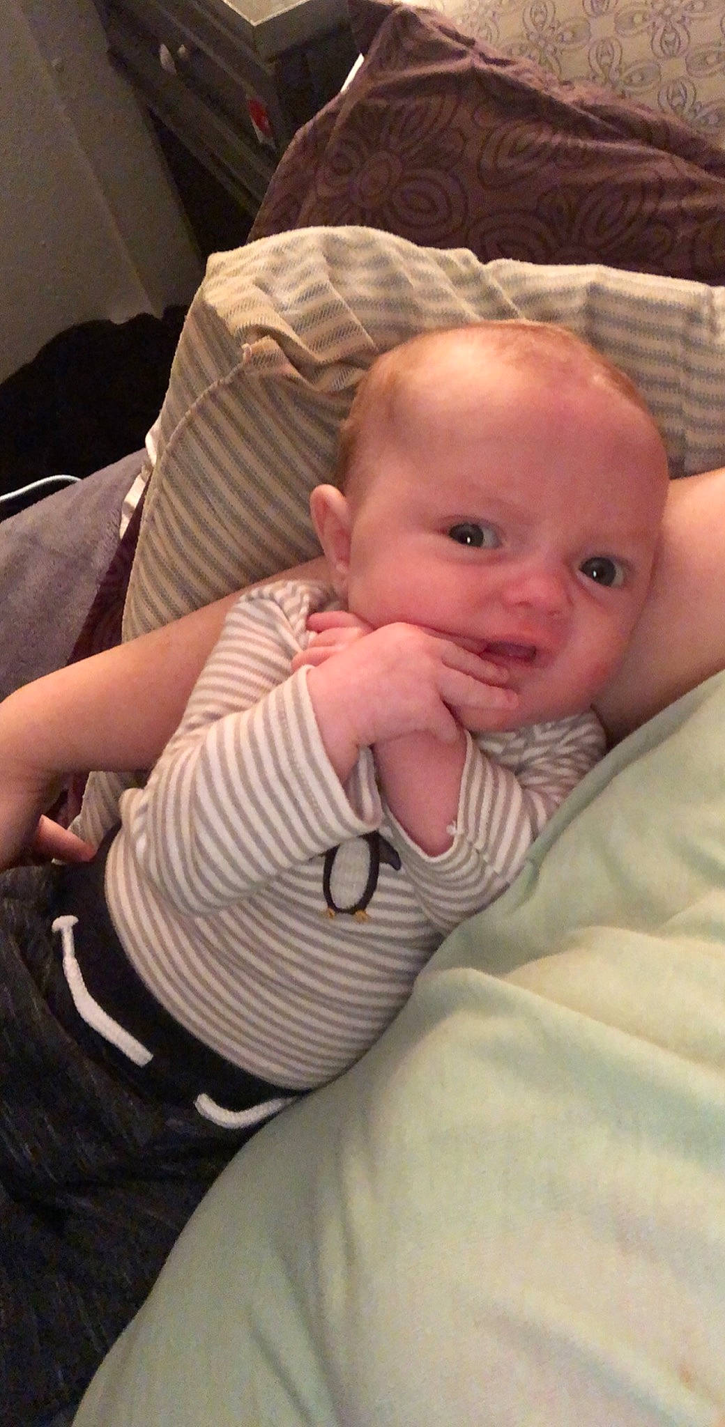 Finley joined the competition — help win amazing prizes! arm, baby, cheek, child, chin, eye, face, finger, forehead, hand, head, lip, mouth, nose, person, skin, thumb, toddler