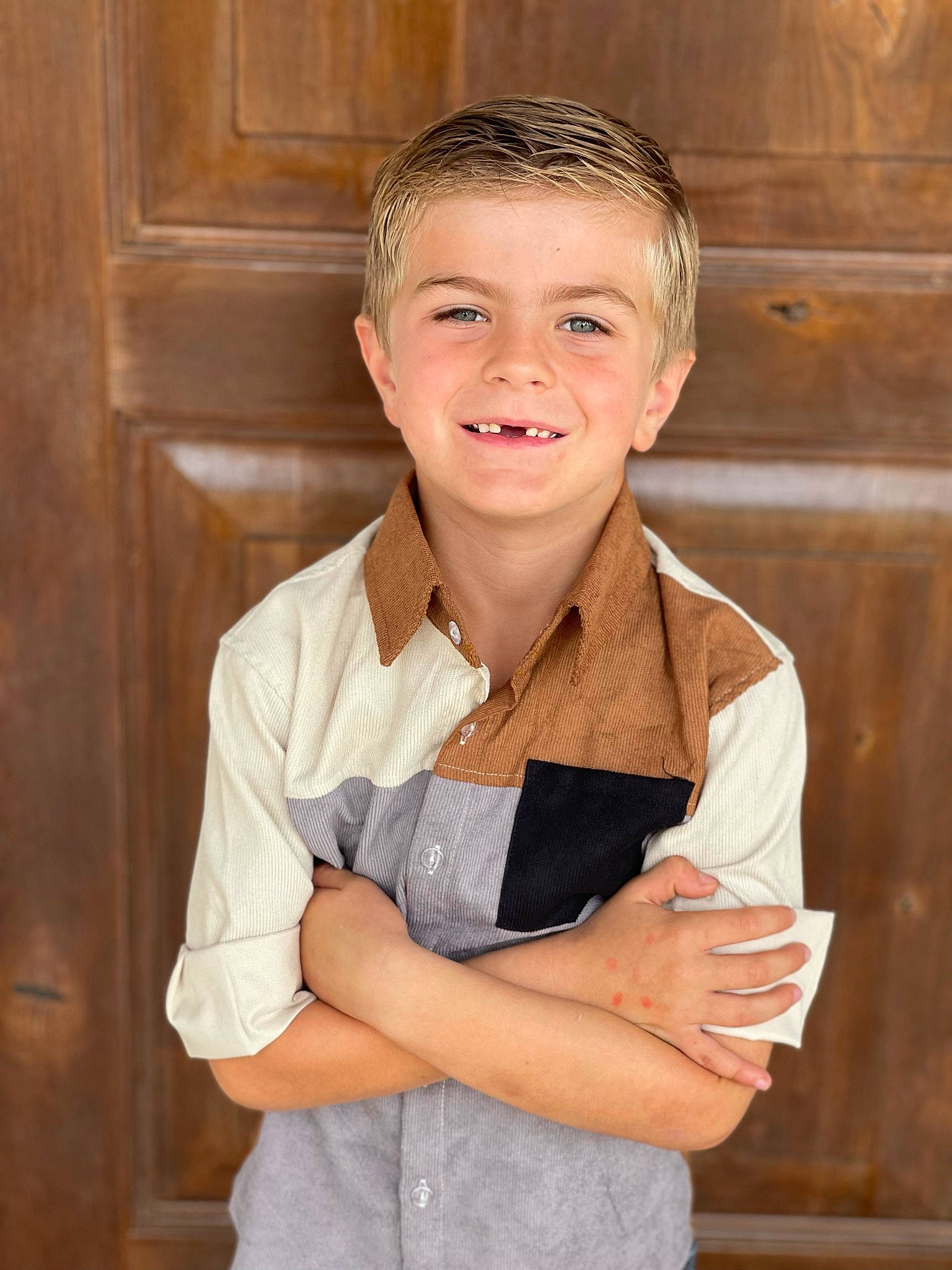 Lawson joined the competition — help win amazing prizes! arm, chest, child, chin, collar, crop, dress_shirt, elbow, flash_photography, formal_wear, fun, gesture, happy, joy, neck, person, sitting, sleeve, smile, thumb