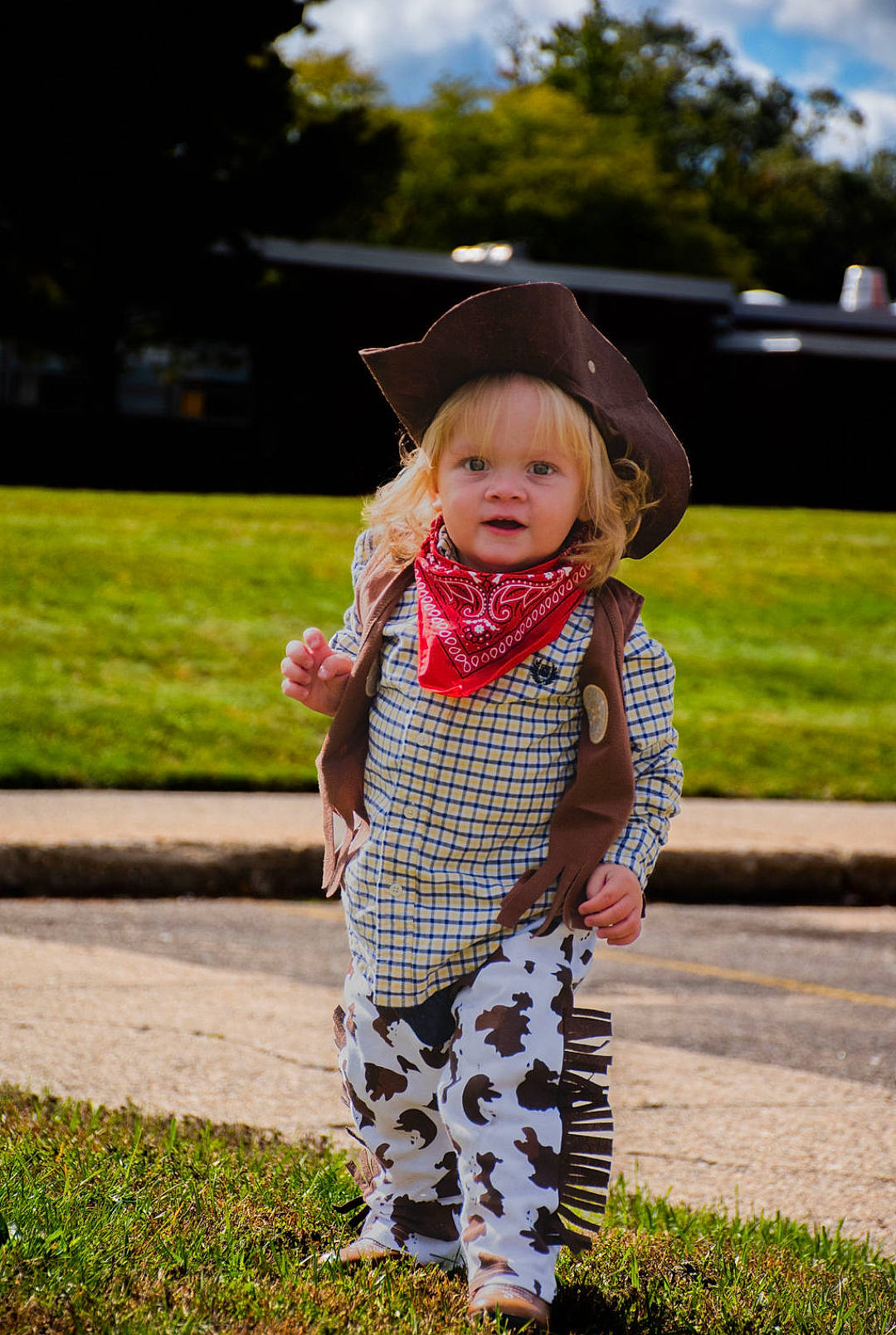 Daniel joined the competition — help win amazing prizes! baby, baby_toddler_clothing, cap, child, cloud, fashion_accessory, grass, happy, hat, leisure, pattern, person, plaid, plant, sky, sleeve, smile, sun_hat, tartan, toddler