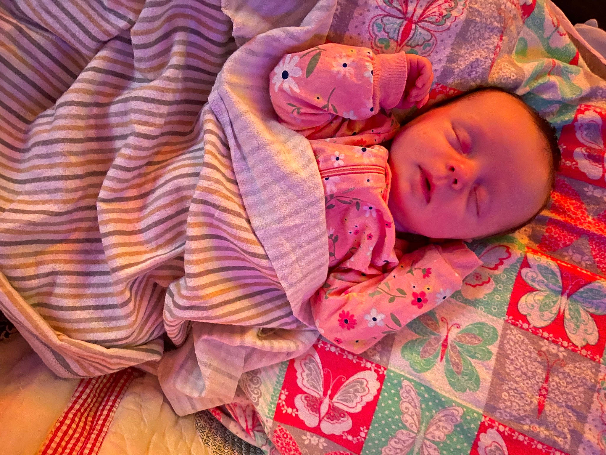 Lyrica joined the competition — help win amazing prizes! baby, baby_products, baby_toddler_clothing, bedding, bedtime, carmine, child, close_up, comfort, linens, magenta, nap, orange, pattern, person, pink, purple, textile, toddler, tree