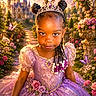 Musik joined the competition — help win amazing prizes! child, girl, princess, purple_dress, tiara, braided_hair, garden, flowers, roses, butterflies, castle, fantasy, portrait, smile, outdoor, sunset, nature, beads, costume, happy