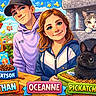 Watson a rejoint le concours — aidez-le/la à gagner de superbes lots ! cartoon, illustration, boy, girl, cat, rabbit, pet, cat_tree, food_bowl, plants, colorful, happy, smiling, animal, playful, indoors, clothing, background, characters, cute